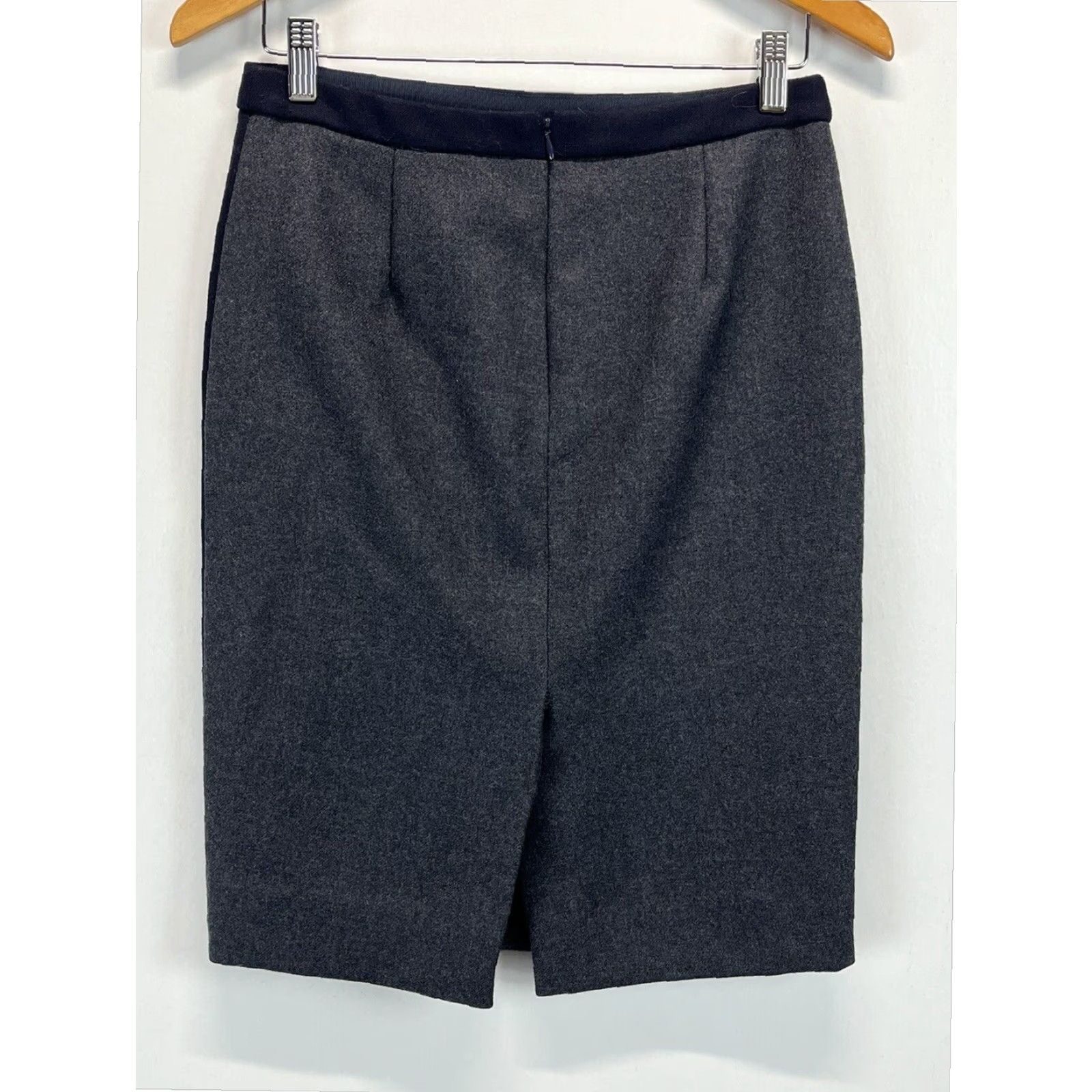 J.Crew J.CREW Women's Gray Navy Wool Pencil Skirt Knee Length Sz 2 Classic Career Size 26" / US 2 / IT 38 - 3 Thumbnail