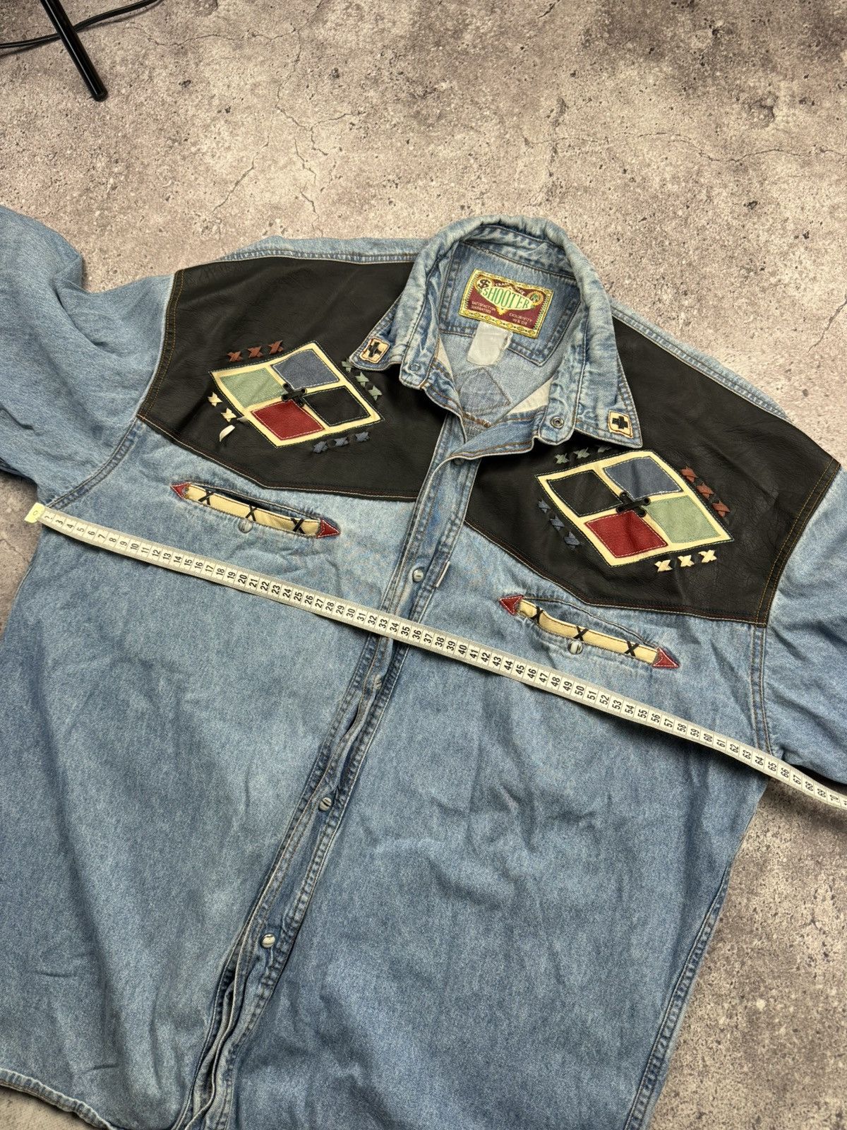 Cowboy Equipment Shooter Cowboy American Heritage Rancho Leather Denim Shirt Size US XL / EU 56 / 4 - 6 Thumbnail