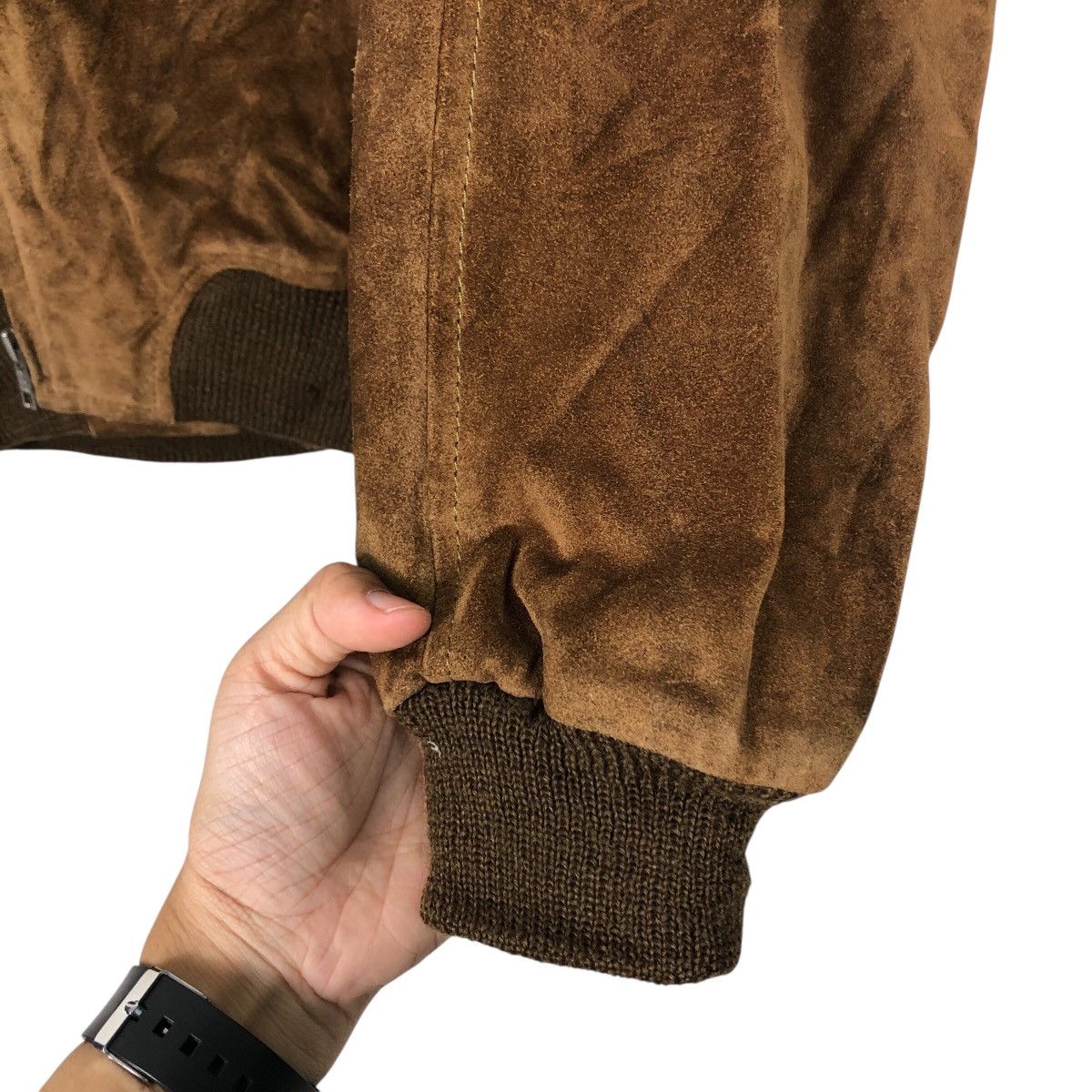 Japanese Brand 90s Suede Genuine Leather MA-1 Style Bomber Issey Miyake Size US L / EU 52-54 / 3 - 16 Thumbnail