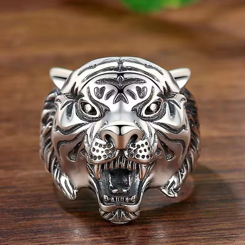 Jewelry × Vintage Tiger Head Animal Adjustable Ring Size ONE SIZE - 1 Thumbnail