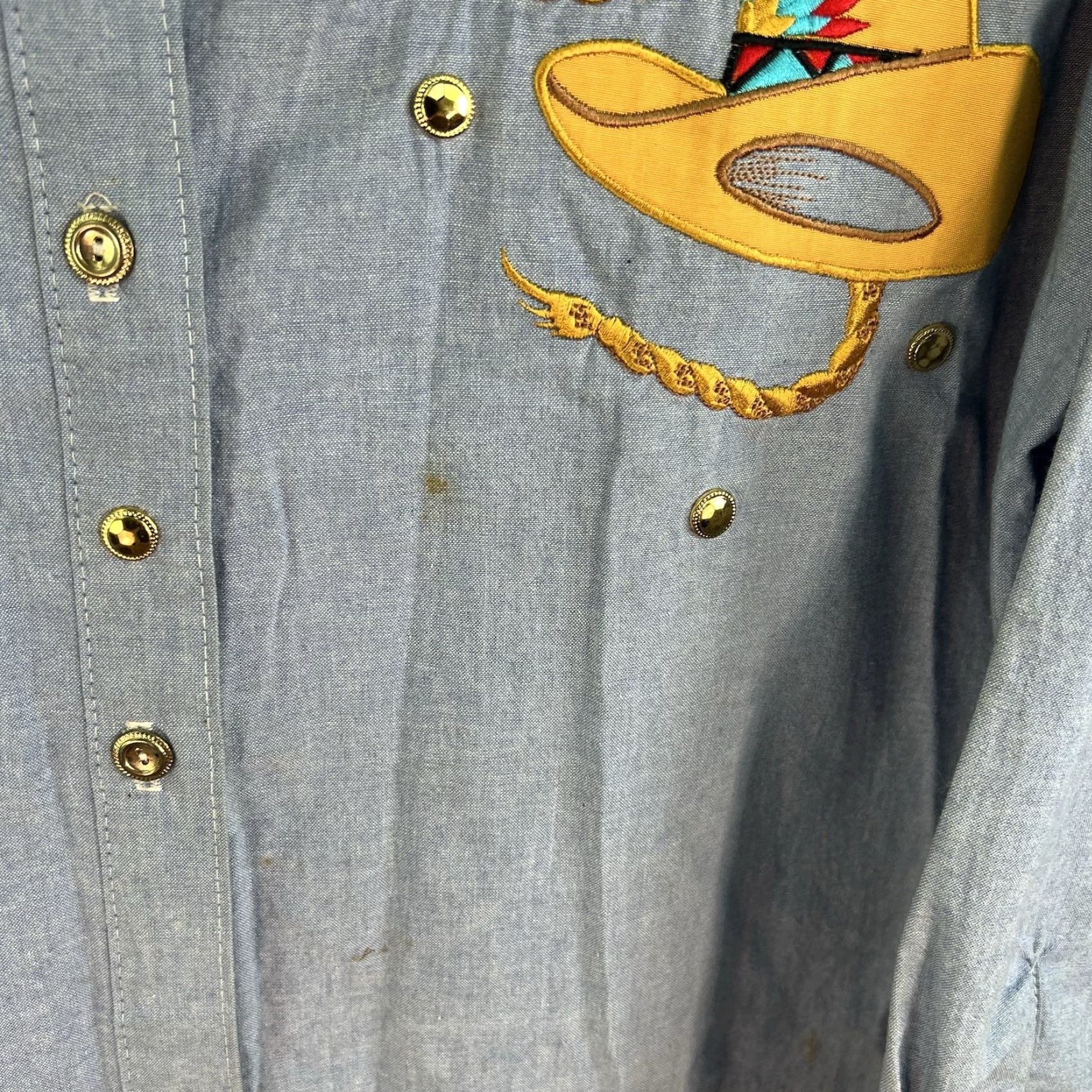 Vintage VINTAGE S.B. Collections Western Embroidered Button-Up Shirt Womens Size L Blue Denim Classic Casual Long Sleeve Size L / US 10 / IT 46 - 6 Thumbnail