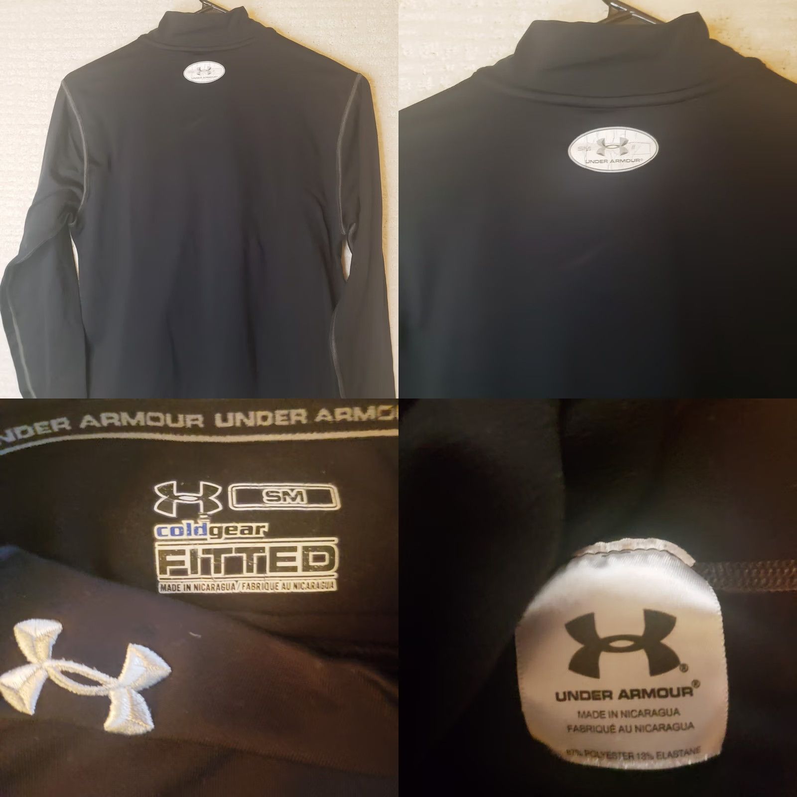 Under Armour Under Armour Cold Gear Long Sleeve Mock Neck Shirt Mens S Black Athletic Thermal Pullover Lightweight Nylon Blend Size US S / EU 44-46 / 1 - 8 Thumbnail