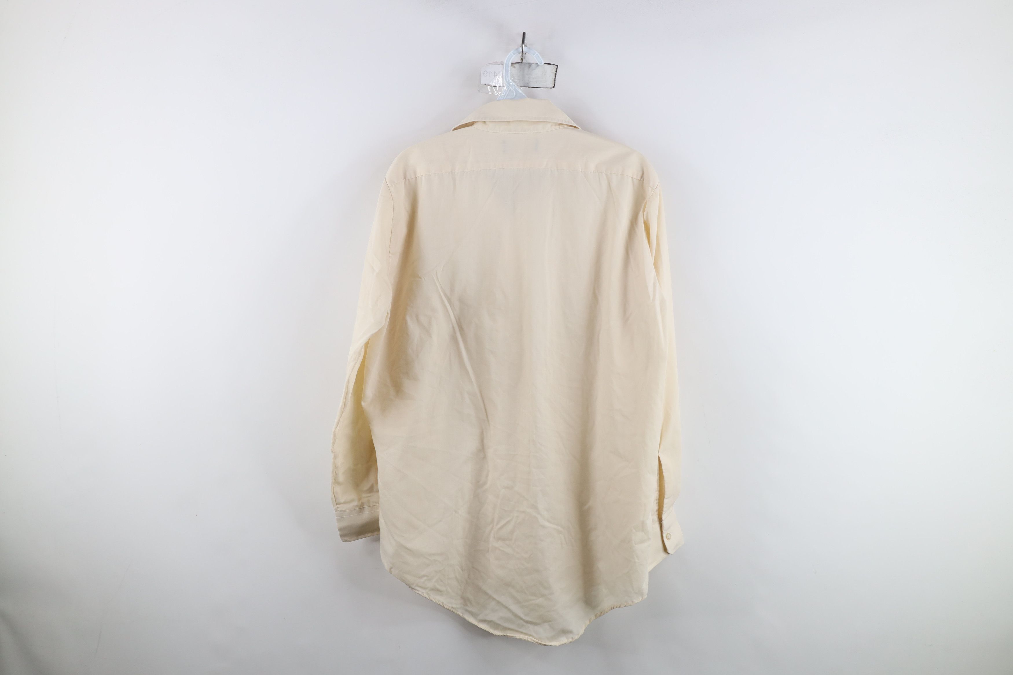 Vintage Vintage 70s Streetwear Blank Collared Button Shirt Beige USA Size US L / EU 52-54 / 3 - 8 Thumbnail