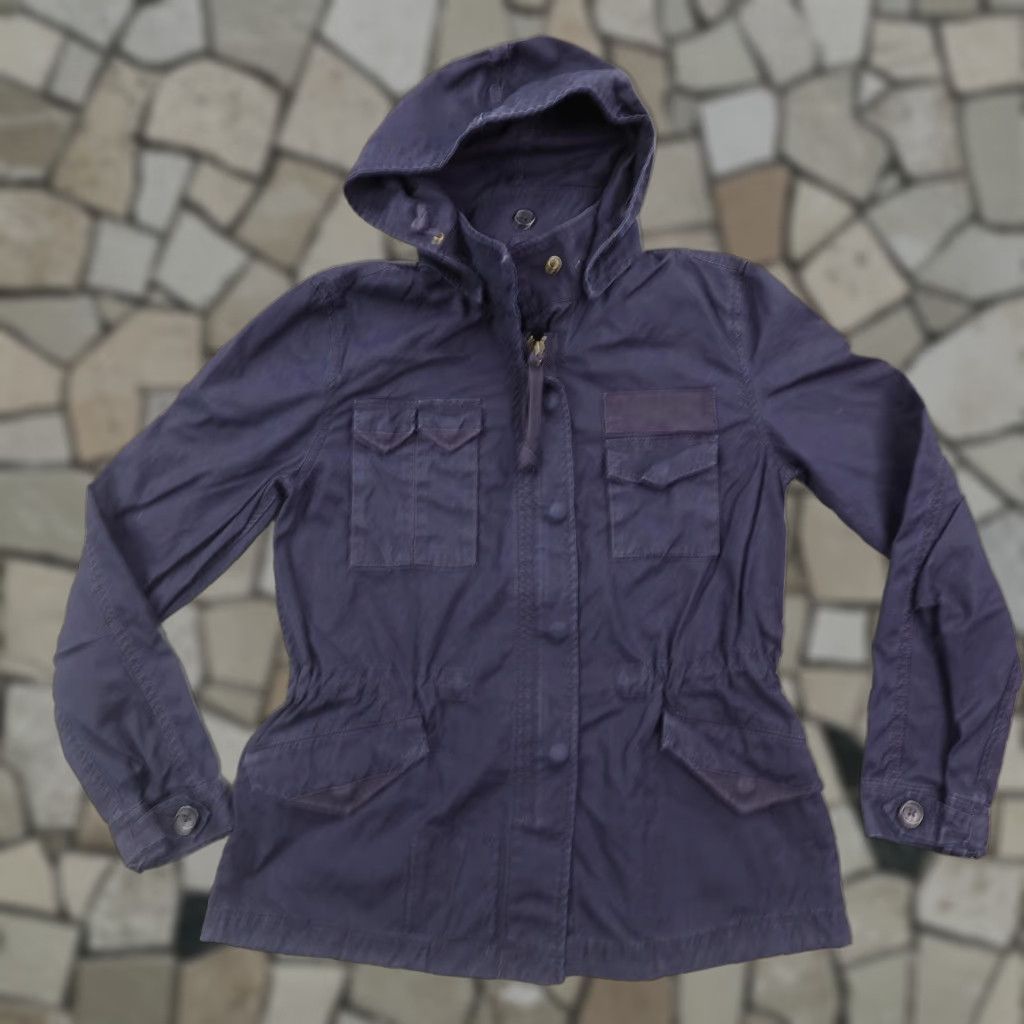 J.Crew J.CREW Coat Parka Womens Small Navy Blue Chino Field Military Jacket/Coat Short Twill Zip Hooded Regular Fit Pockets Elastic Waist Size S / US 4 / IT 40 - 1 Thumbnail