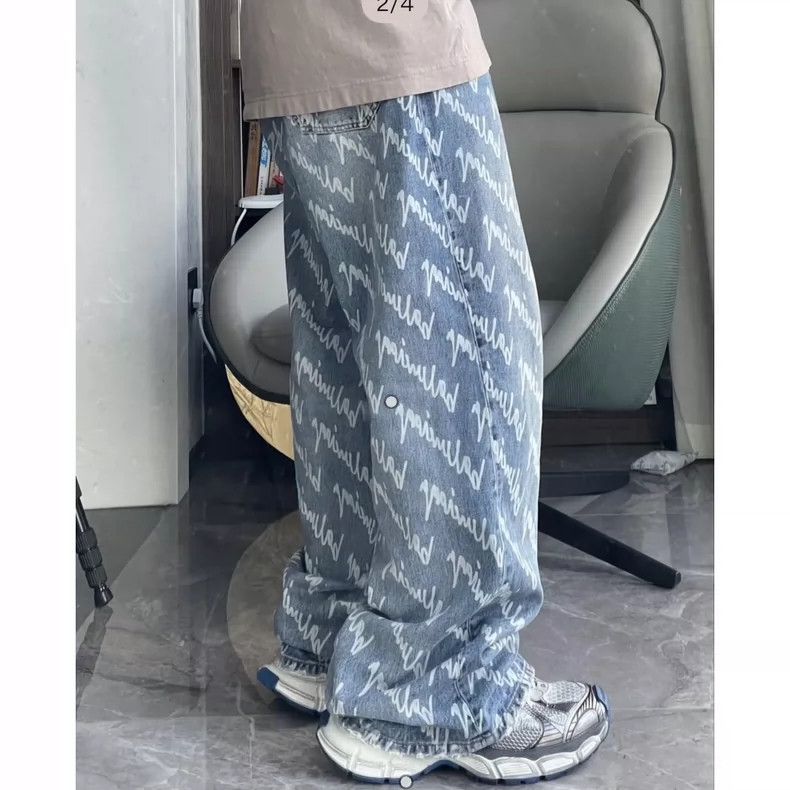Balenciaga Balenciaga size S Full printed logo blue denim trousers Size US 27 - 5 Thumbnail