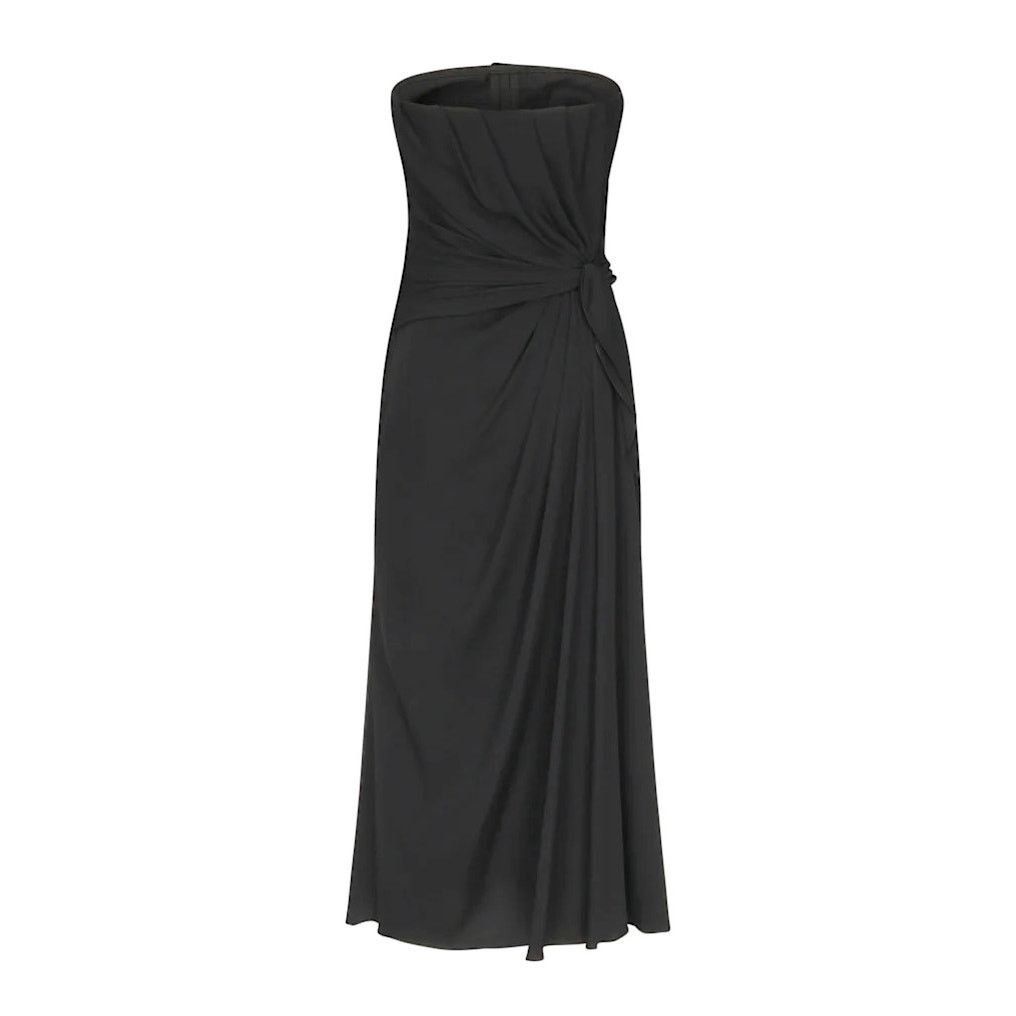 Dolce & Gabbana DOLCE & GABBANA Strapless Ruched Midi Dress Black 40 S Size S / US 4 / IT 40 - 6 Thumbnail