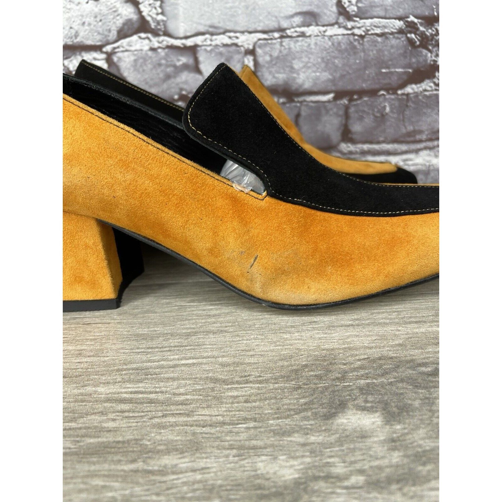 DORA TEYMUR DORATEYMUR Marigold Suede Black Leather Split Designer Mule Size US 7.5 / IT 37.5 - 14 Thumbnail