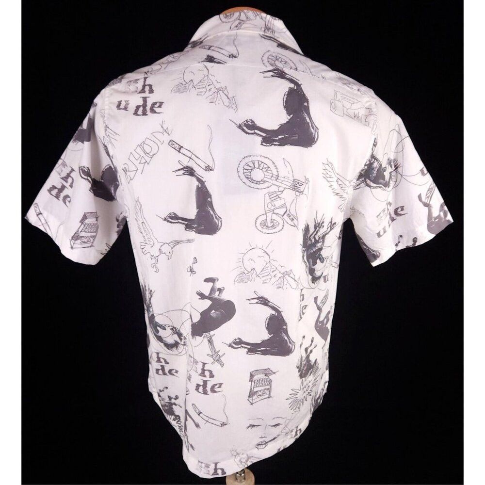 Rhude Rhude Doodle Hawaiian Shirt Size XS White Gray Unisex style Size US XS / EU 42 / 0 - 5 Thumbnail