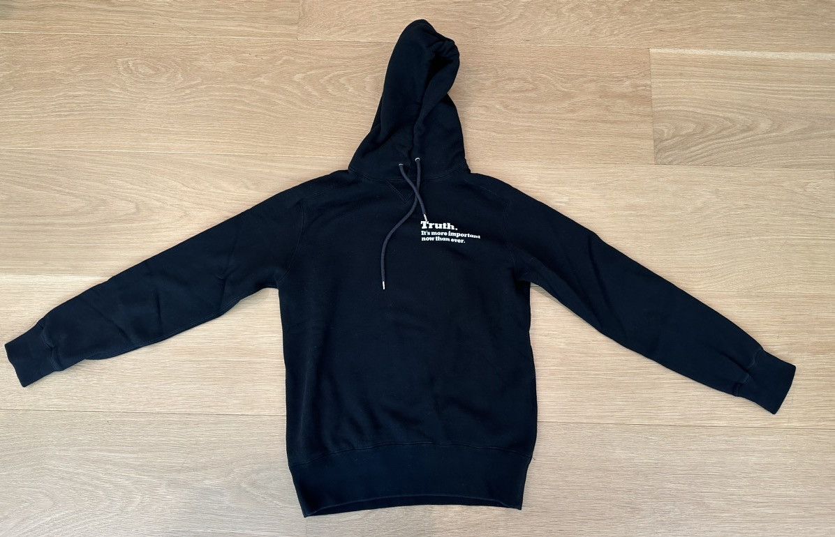 Image of Sacai X New York Times Truth Hoodie in Black, Men's (Size Small)