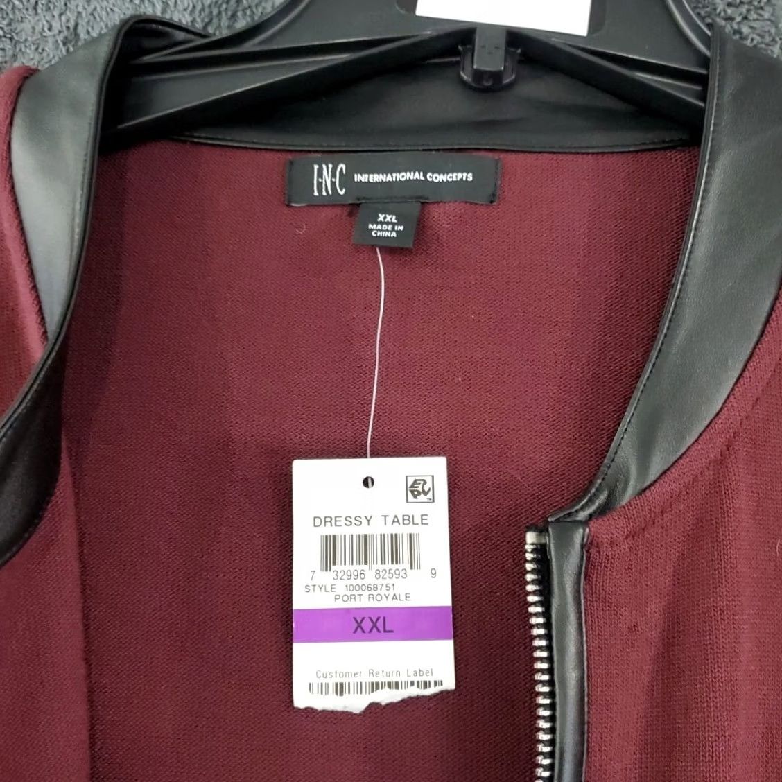 Vintage INC International Concepts Cardigan Men’s Full Zip Crew Neck 2XL Burgundy Red Solid Zipper Knit Casual Size US XXL / EU 58 / 5 - 7 Thumbnail