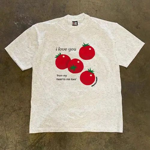 Japanese Brand Mitsui x Risa Gray casual retro tomato print cotton t-shirt Size US M / EU 48-50 / 2 - 1 Thumbnail