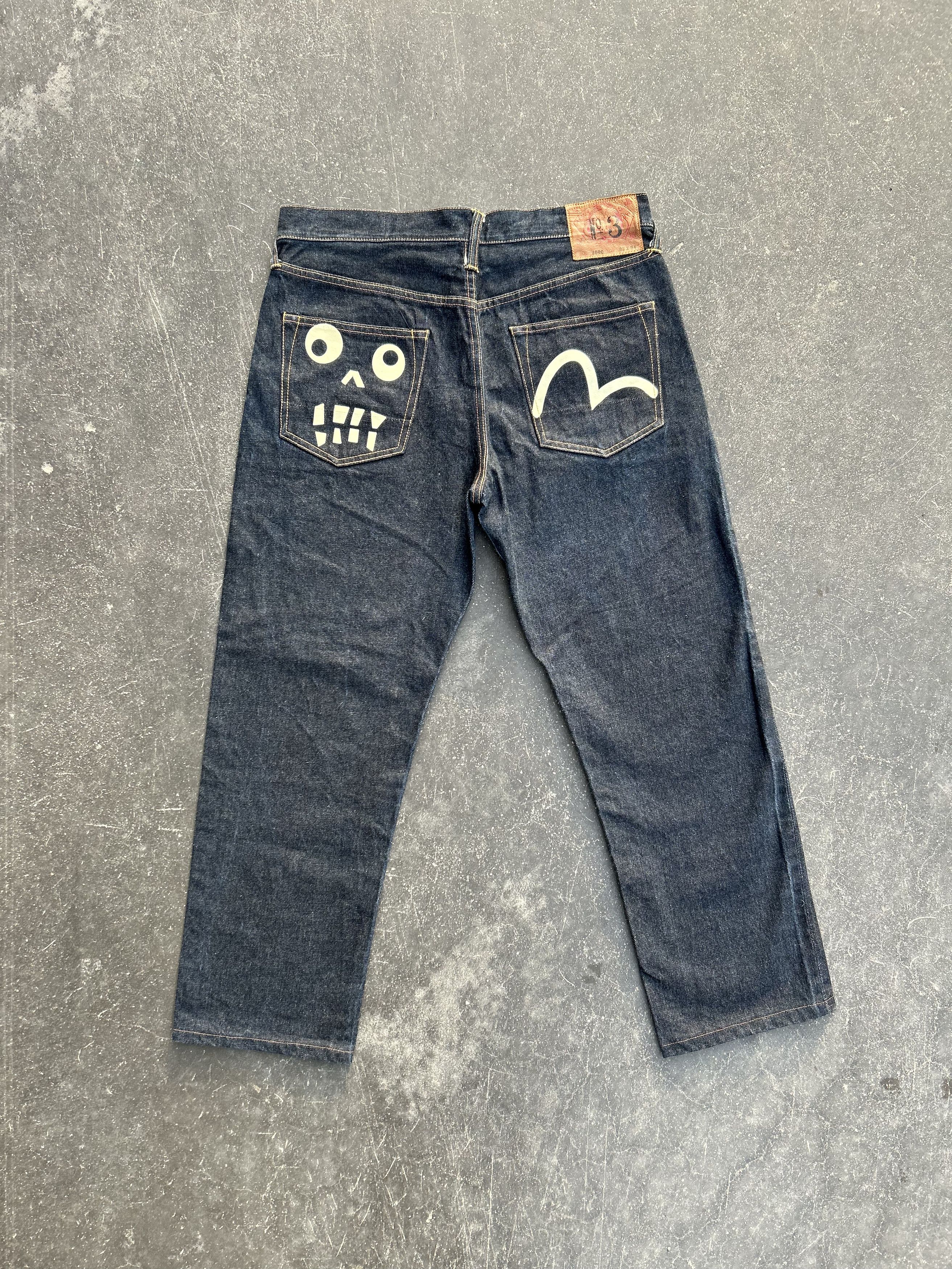 image of Evisu Jeans 3 Lot 2000 in Black Denim, Men's (Size 34)