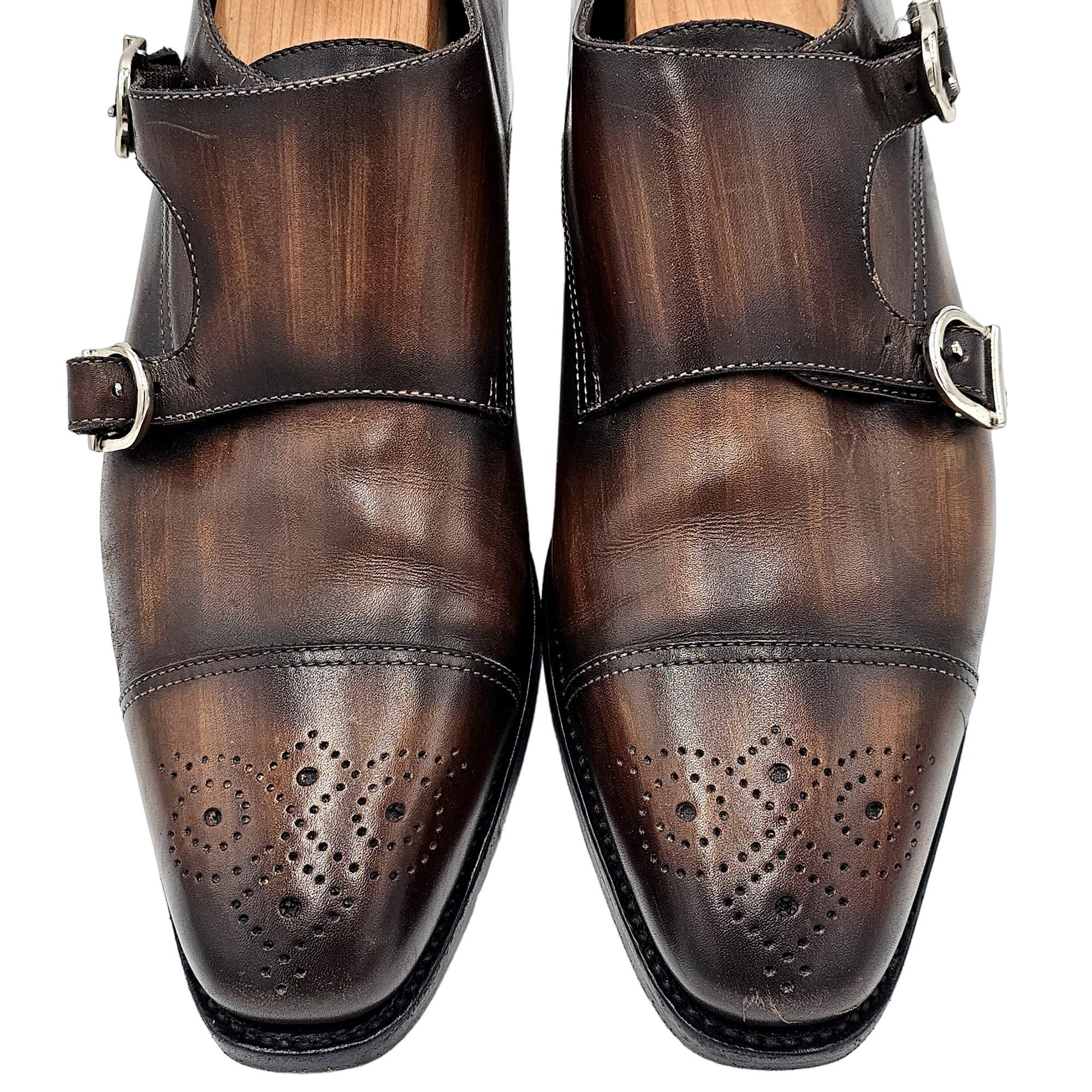 Other Chalk Mark Men's 8.5 Antique Patina Brown Dress Shoes Double Size US 8.5 / EU 41-42 - 2 Thumbnail
