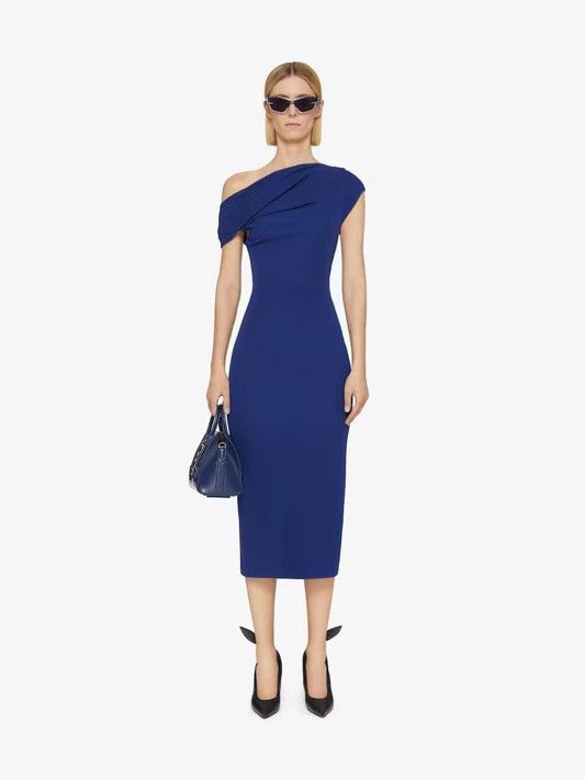 Givenchy o1n1vont0326 Sapphire Asymmetric Draped Dress in Blue Size XS / US 0-2 / IT 36-38 - 2 Thumbnail