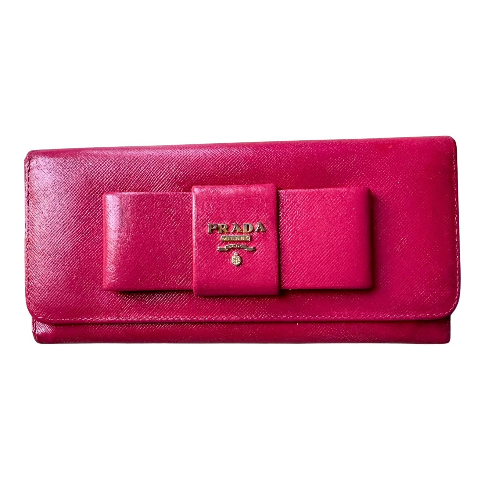 Prada PRADA Milano Fiocco Ribbon Saffiano Leather Long Wallet Size ONE SIZE - 1 Thumbnail