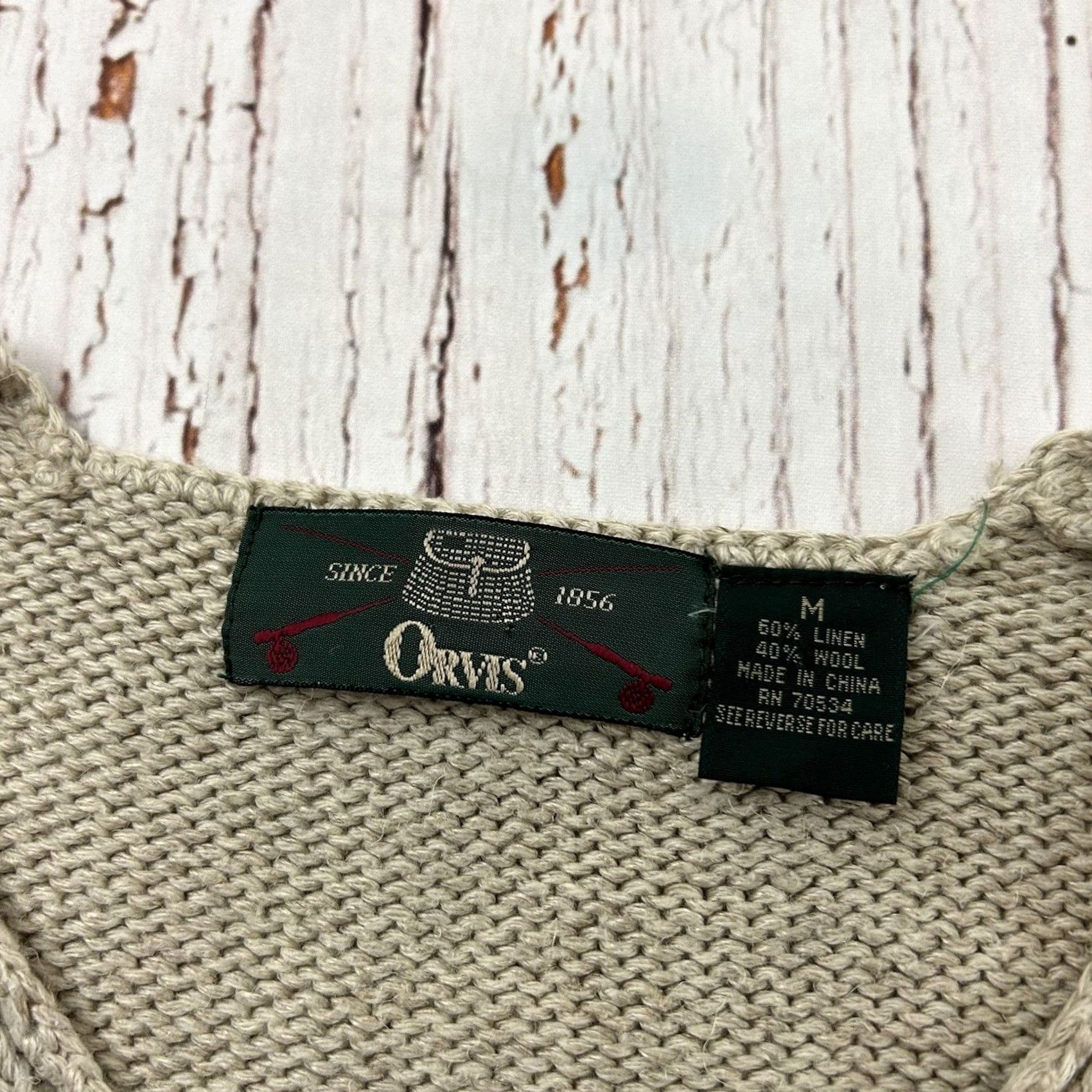 Orvis VINTAGE Orvis Sweater Shirt Women Medium Tan Wool Long Sleeve Browns Size M / US 6-8 / IT 42-44 - 2 Thumbnail