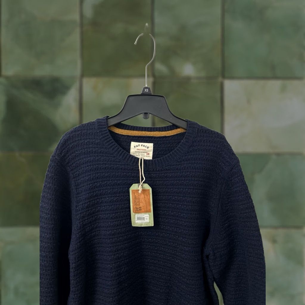 FatFace Fat Face Sweater Mens L Blue Wool Lanhill Texture Crewneck NWT Size US L / EU 52-54 / 3 - 1 Thumbnail