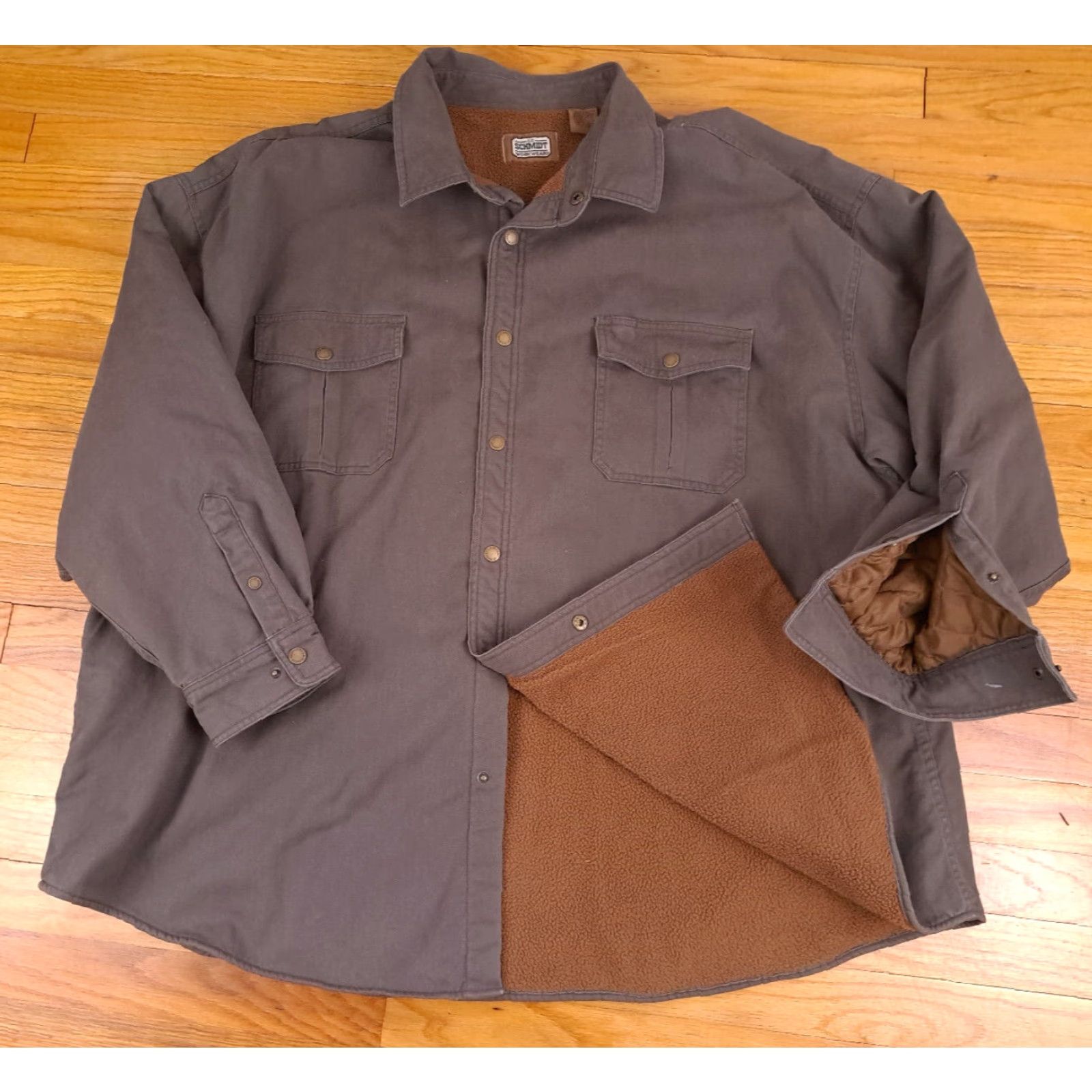 Vintage Schmidt Jacket Outdoor 3XL Brown Insulated Cotton Button Men's 34in Long 32in Chest Barn Shirt Tightly Folded? Size US XXL / EU 58 / 5 - 6 Thumbnail
