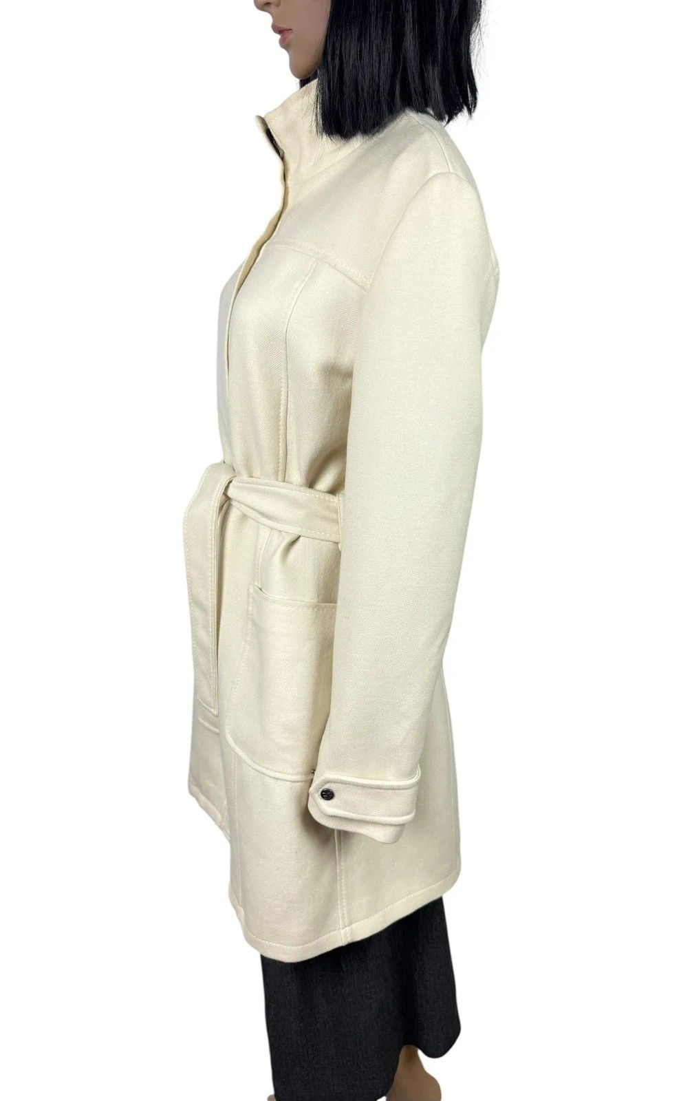 Gianfranco Ferre GF Ferre Wool Long Coat Belted Ivory size M Size M / US 6-8 / IT 42-44 - 6 Thumbnail