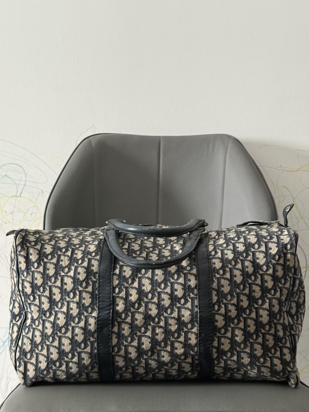 Dior Vintage Christian Dior Dark Blue Monogram Small Duffle Bag Size ONE SIZE - 2 Thumbnail