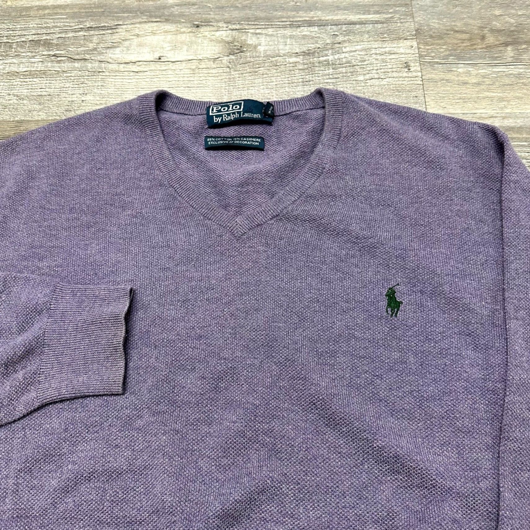 Polo Ralph Lauren VINTAGE Polo Ralph Lauren Purple Mens XL Mini Pony Cashmere Knit Sweater Size US XL / EU 56 / 4 - 2 Thumbnail