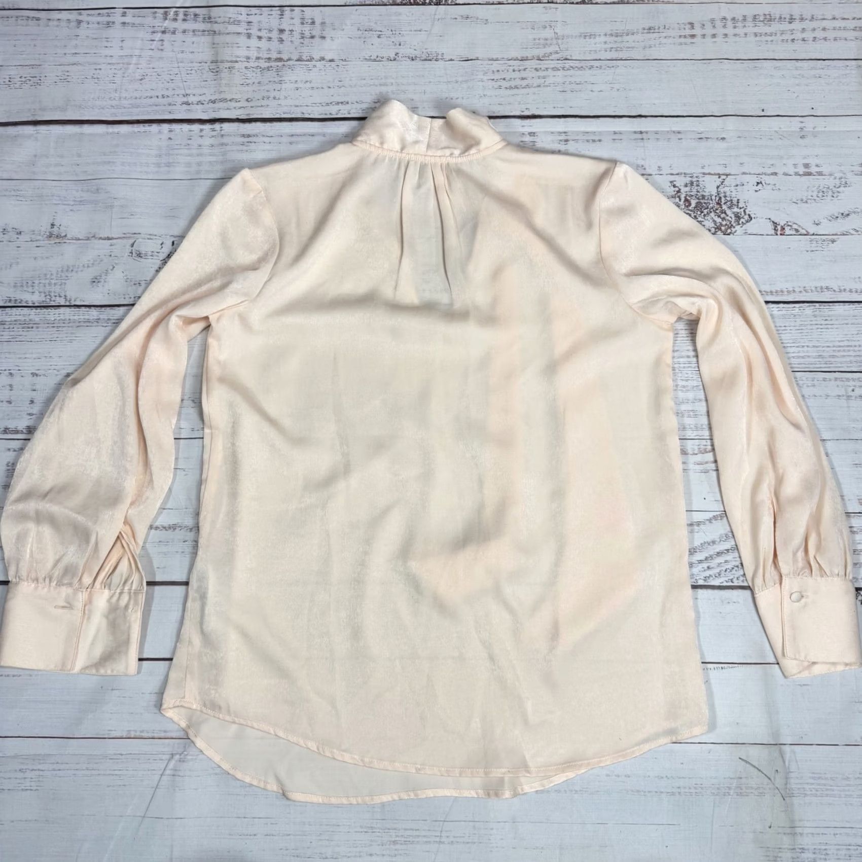 Vintage Liverpool Pink Sheer Blouse Shirt Top Shimmer Long Puff Sleeve Tie Neck Sz S Womens Blouse Size S / US 4 / IT 40 - 5 Thumbnail