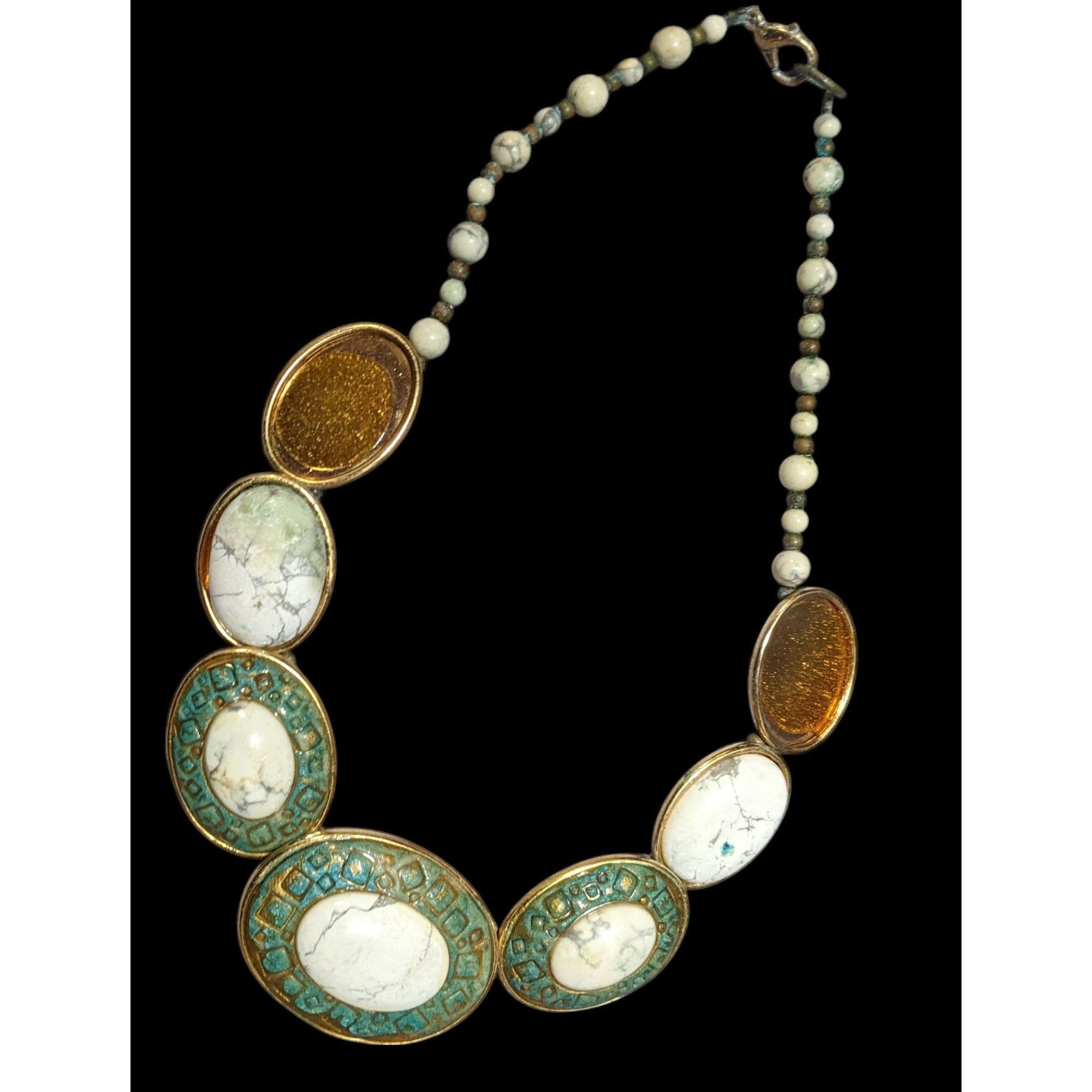 Other Vintage Carved Stone Beaded Cabochon Necklace Size ONE SIZE - 1 Thumbnail