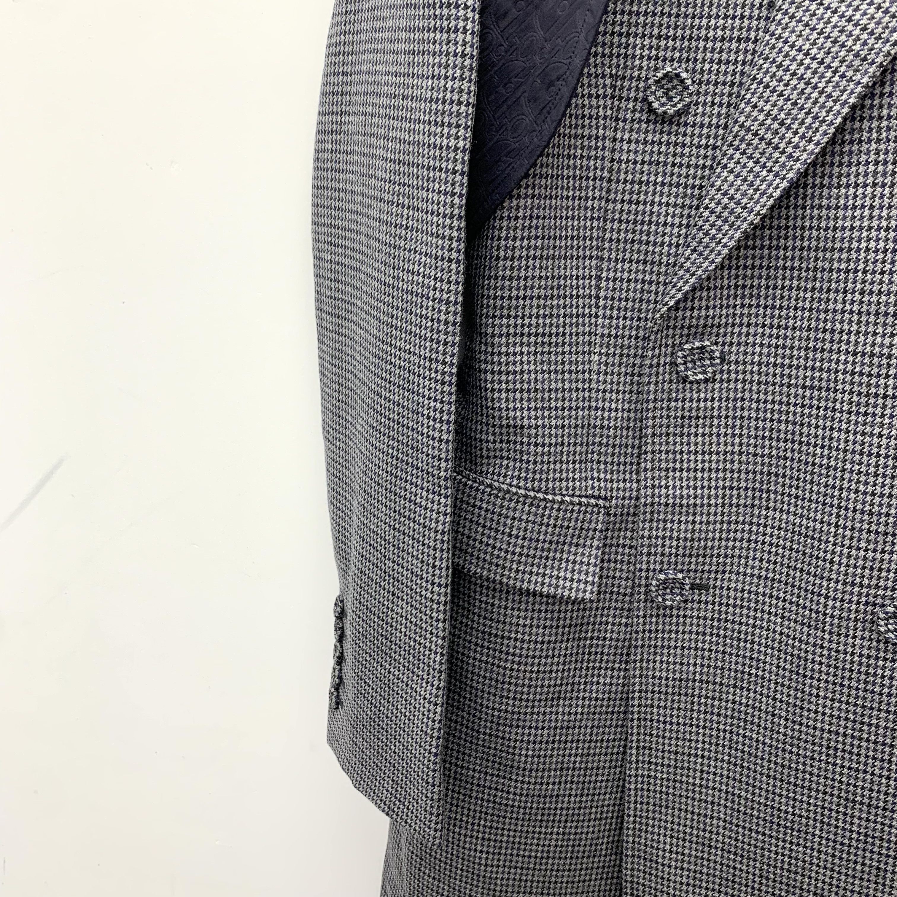 Dior Dior Grey Houndstooth Wool Double-Breasted Coat (Size 46) Size US S / EU 44-46 / 1 - 7 Thumbnail