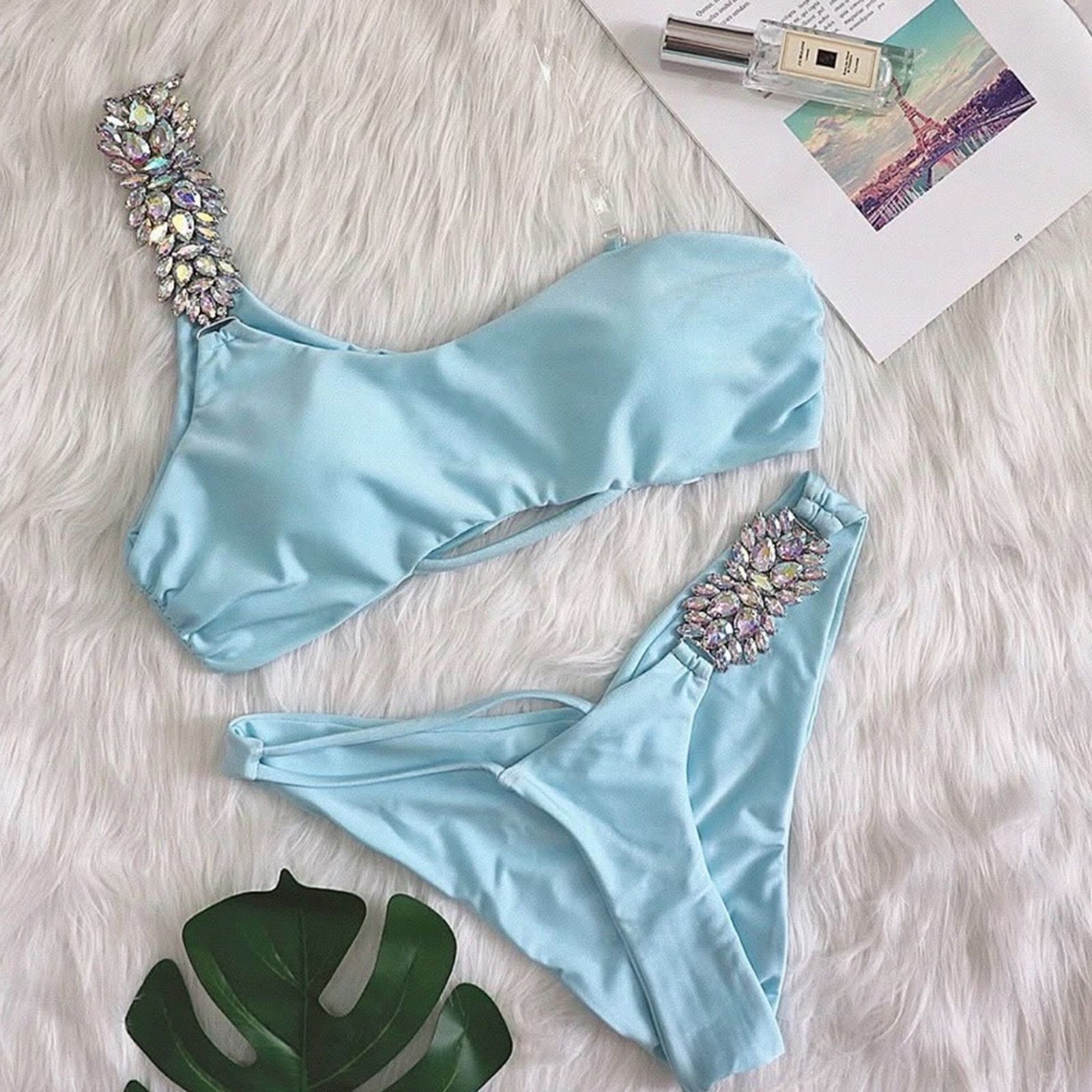 Other New Y2K Elegant Blue Women's 2 piece Swiwsuit Bikini size XS Size ONE SIZE - 8 Thumbnail