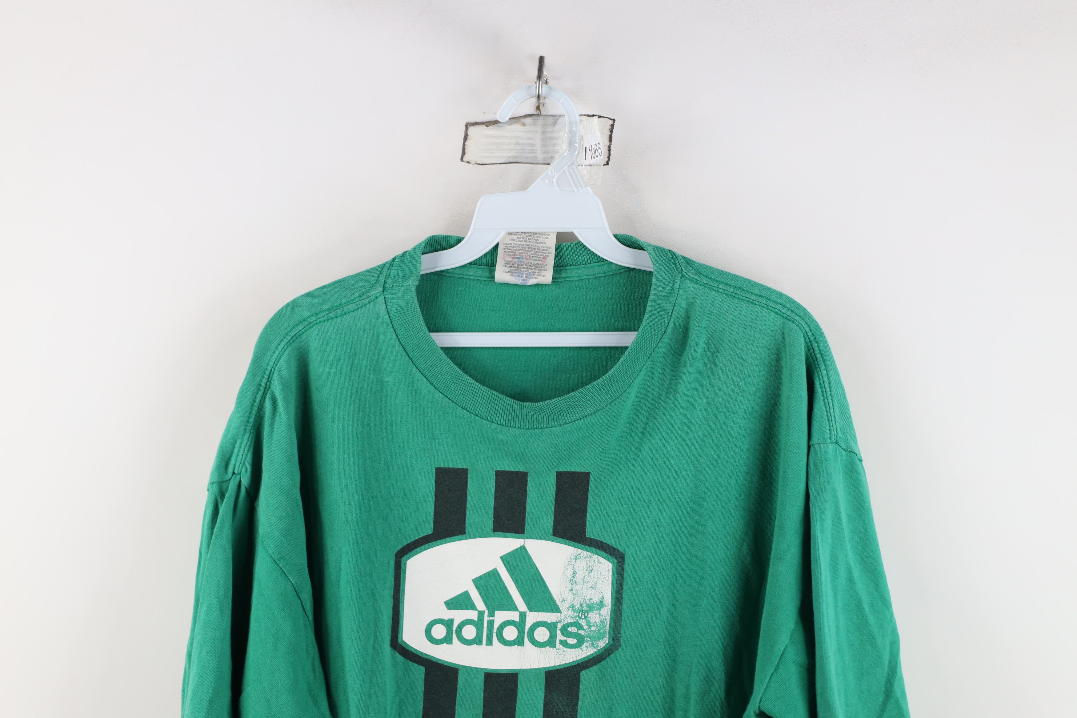 Adidas Vintage 90s Adidas Spell Out Big Logo T-Shirt Green USA Size US L / EU 52-54 / 3 - 2 Thumbnail