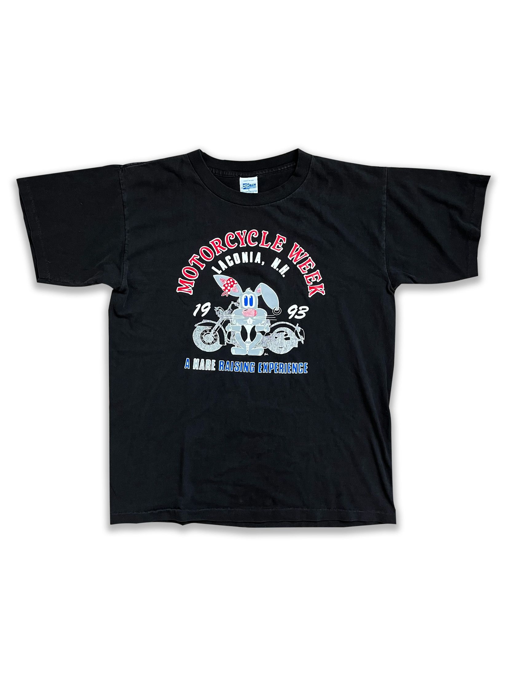 image of Harley Davidson x Vintage 1993 Vintage Laconia Motorcycle Week Hare Tee in Black, Men's (Size Large