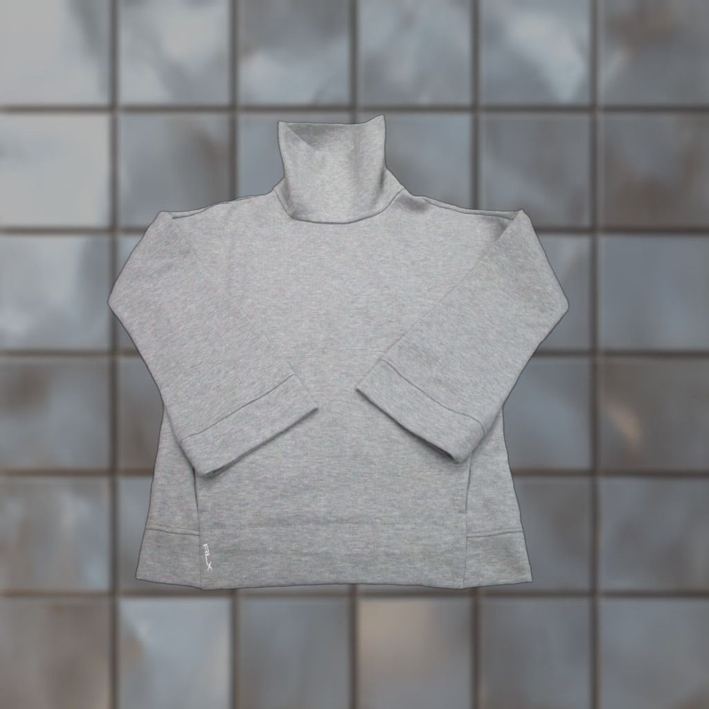 RLX Ralph Lauren RLX Ralph Lauren Gray Oversized Pullover Tech Fleece Sweater Women’s Small Turtleneck Flared Sleeves Size S / US 4 / IT 40 - 1 Thumbnail