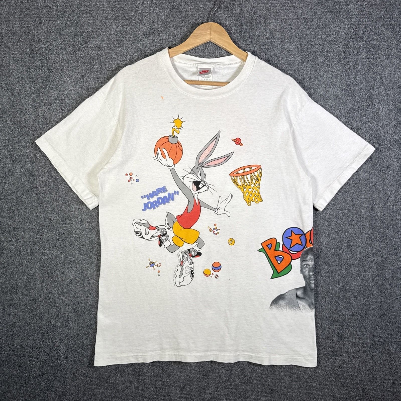Vintage Space Jam Shirt Large White 90s Nike Michael Jordan
