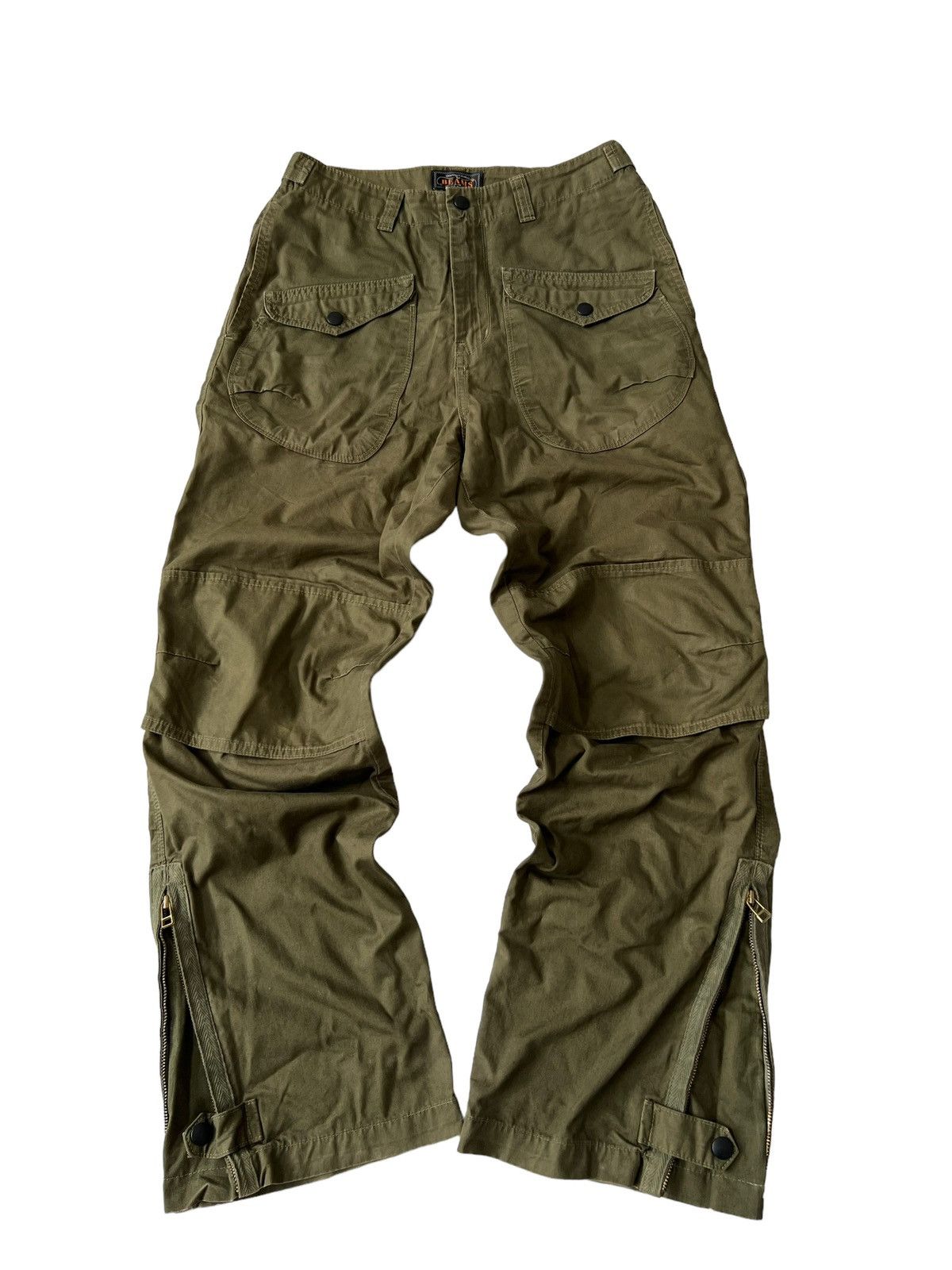 image of Beams Plus x Beauty Beast Beams Balenciaga Opium Style Cargo Pants in Olive Green, Men's (Size 30)