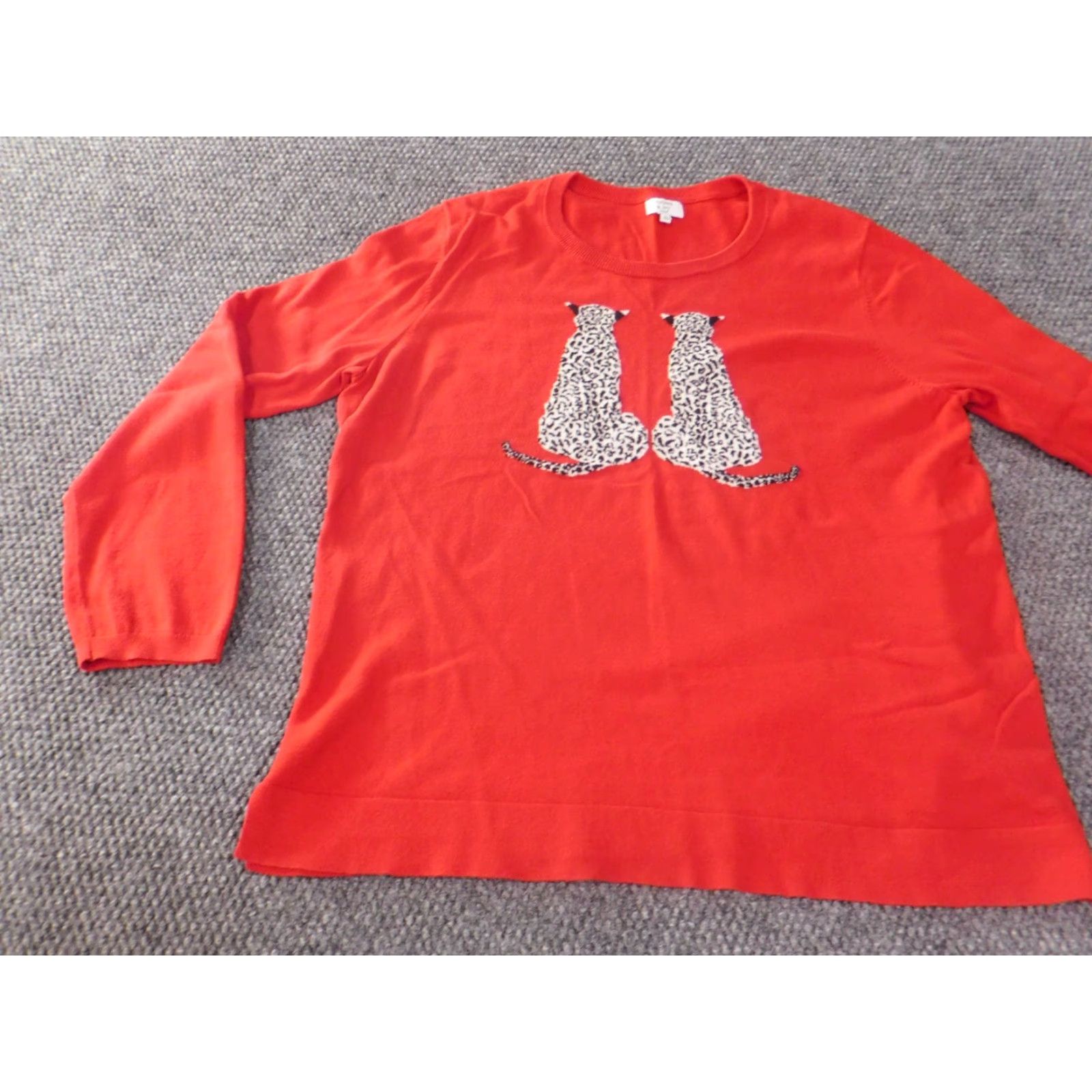 Vintage Crown & Ivy Sweater Womens 1X Red Crew Neck Pullover Dolman Sleeve Knit Cotton Button Logo Size XL / US 12-14 / IT 48-50 - 3 Thumbnail