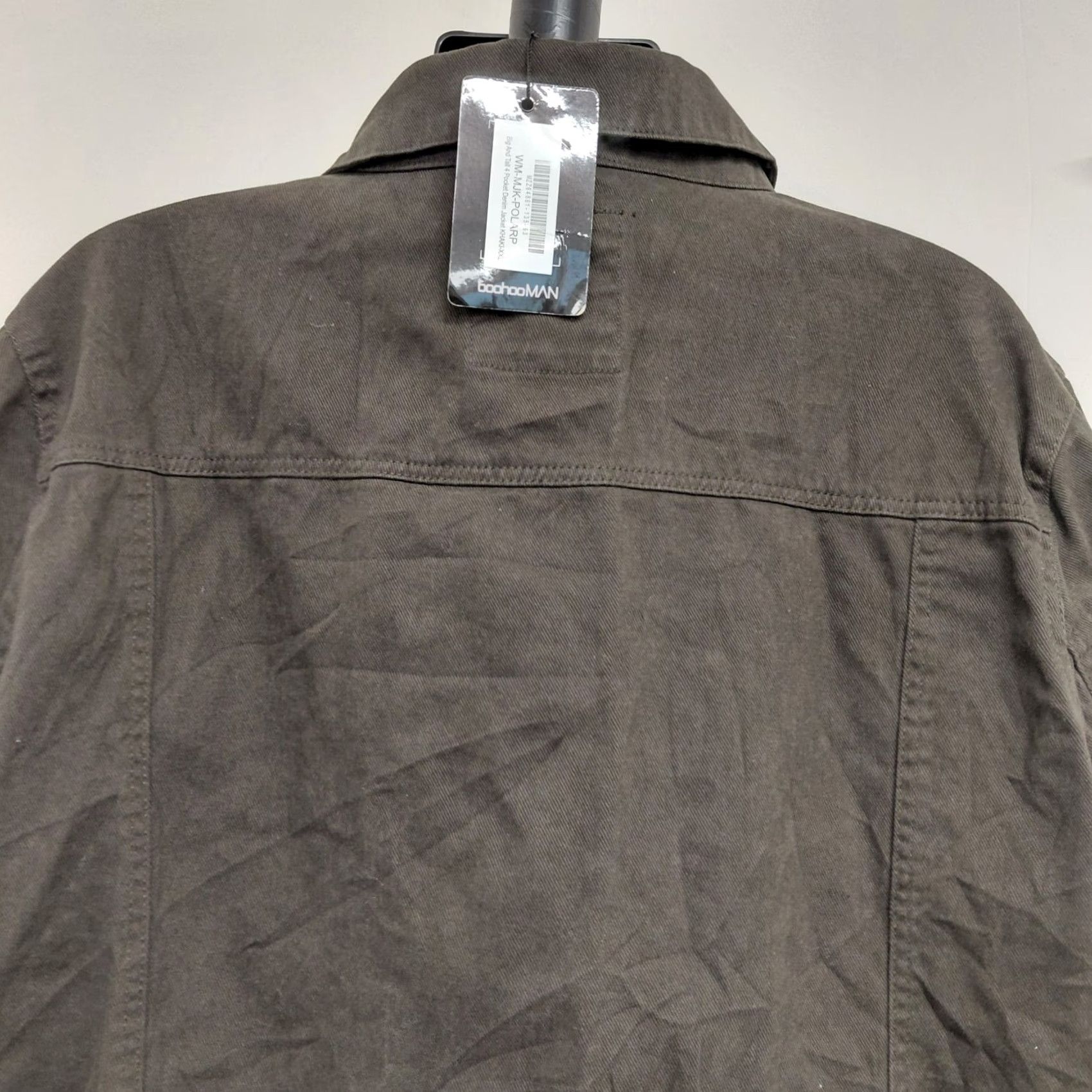 Vintage Boohoo Man Jacket Bomber Denim Olive Green XXL Men's Casual Button Pocket Lining Cotton Size US 39 - 5 Thumbnail