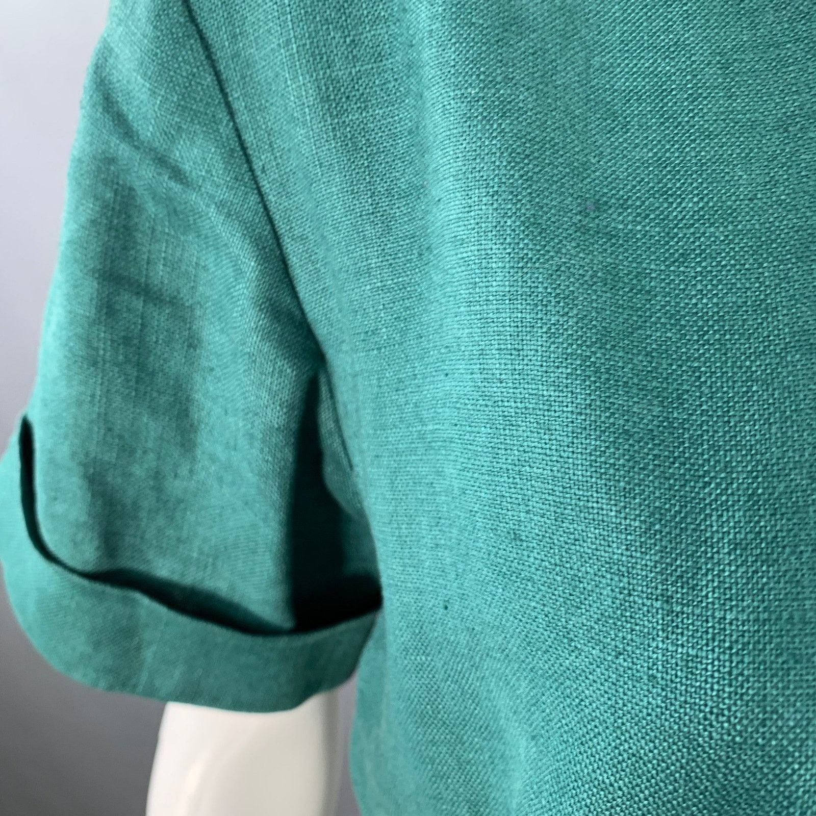 Yves Saint Laurent 6 Green Linen Button Up Pleated Shirt Dress Size M / US 6-8 / IT 42-44 - 5 Thumbnail