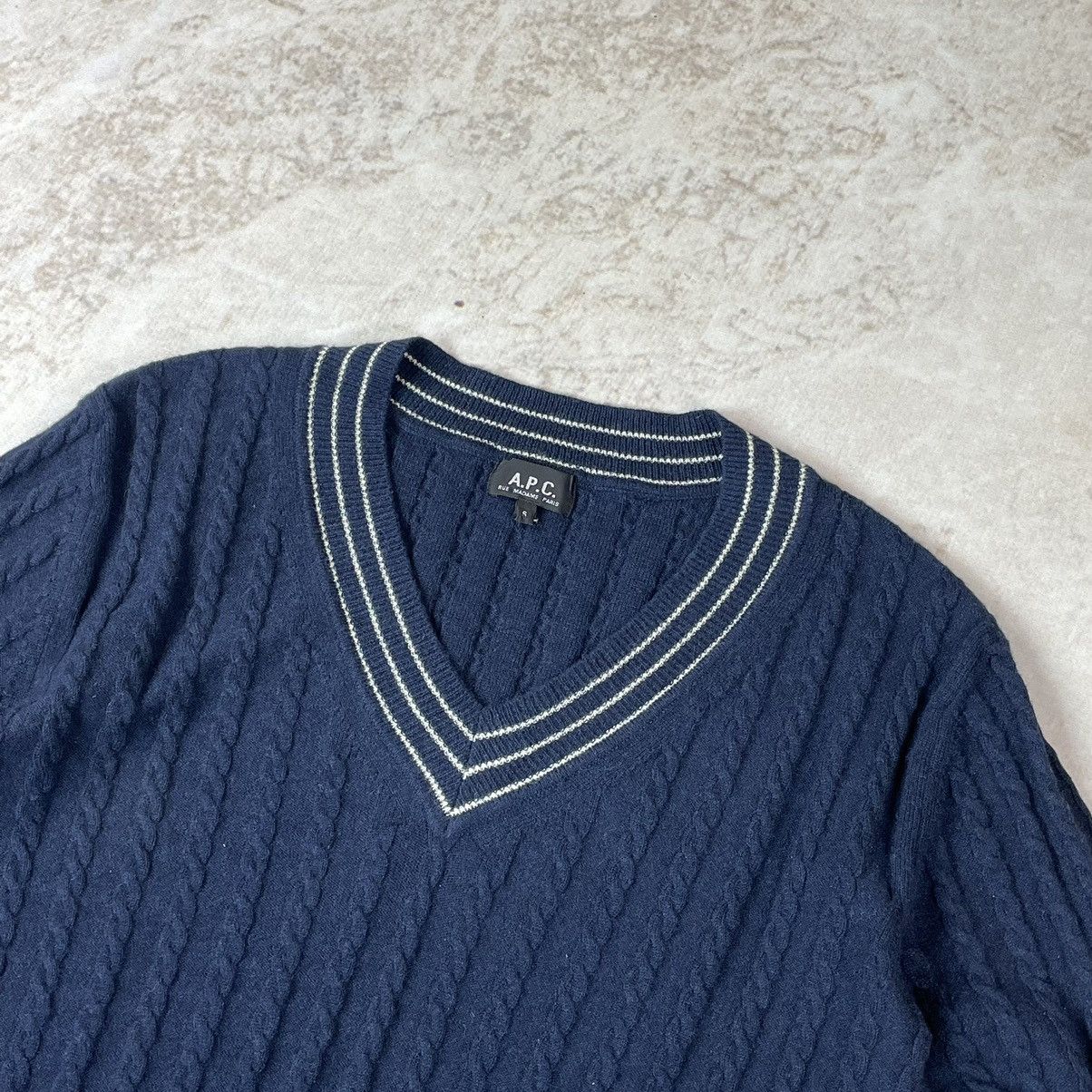 A.P.C. × Japanese Brand A.P.C. Rue Madame Paris V-Neck Ribbed Wool Sweater Size US S / EU 44-46 / 1 - 6 Thumbnail