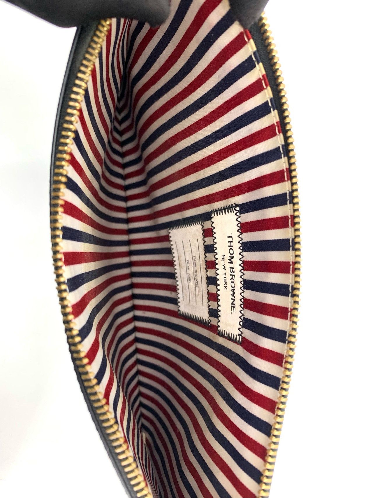 Thom Browne Thom Browne Three-Stripe Polished Leather Clutch Size ONE SIZE - 8 Thumbnail