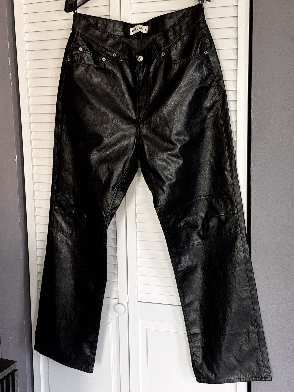 美品 OUR LEGACY Fake Leather Pants Our Legacy - Formal Moto Cut Cageian Black Fake Leather