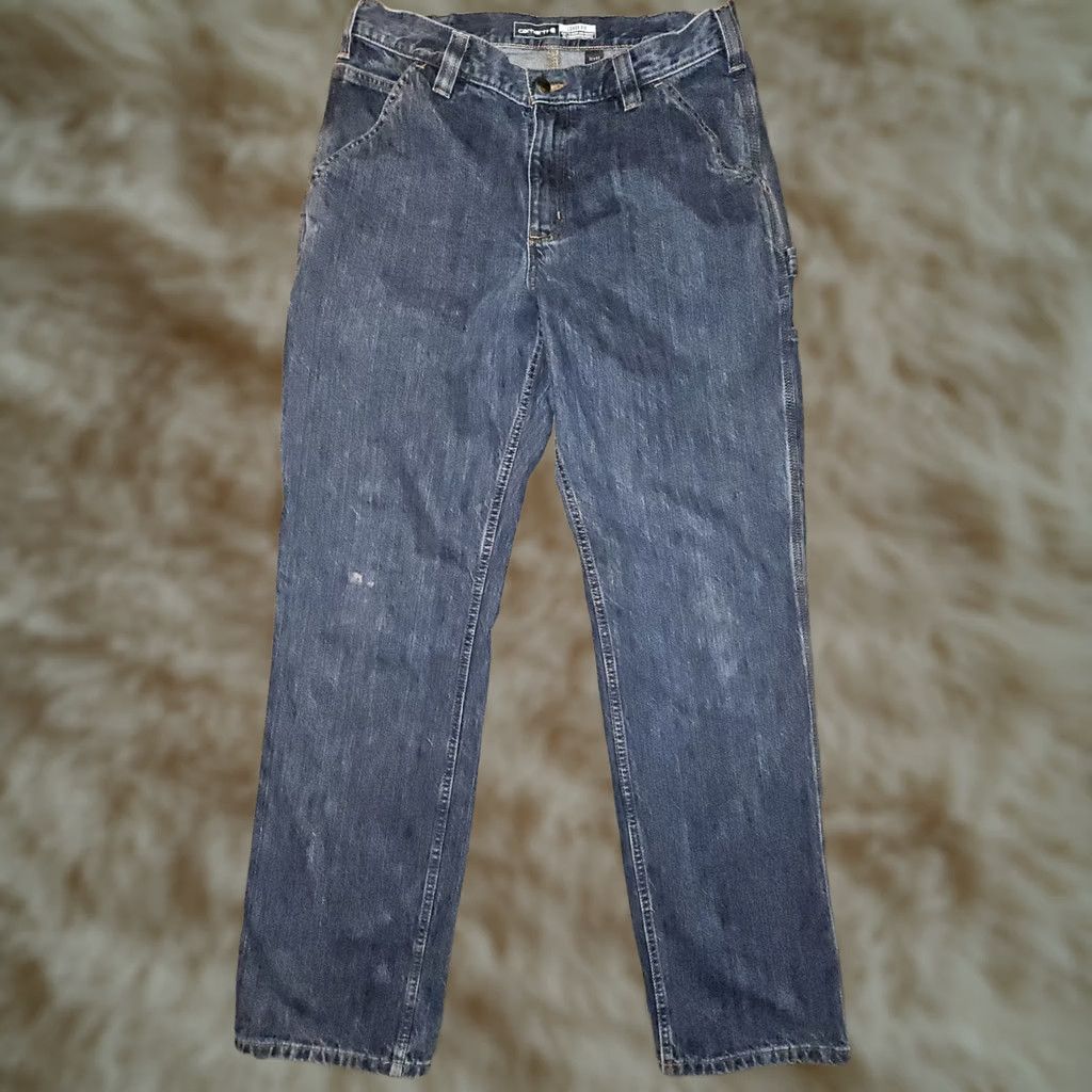 Carhartt Carhartt Jeans Men 32x34 Loose Fit Carpenter Blue Straight Denim Workwear Regular Rise Mid 32 Inseam Mens Size US 32 / EU 48 - 1 Thumbnail