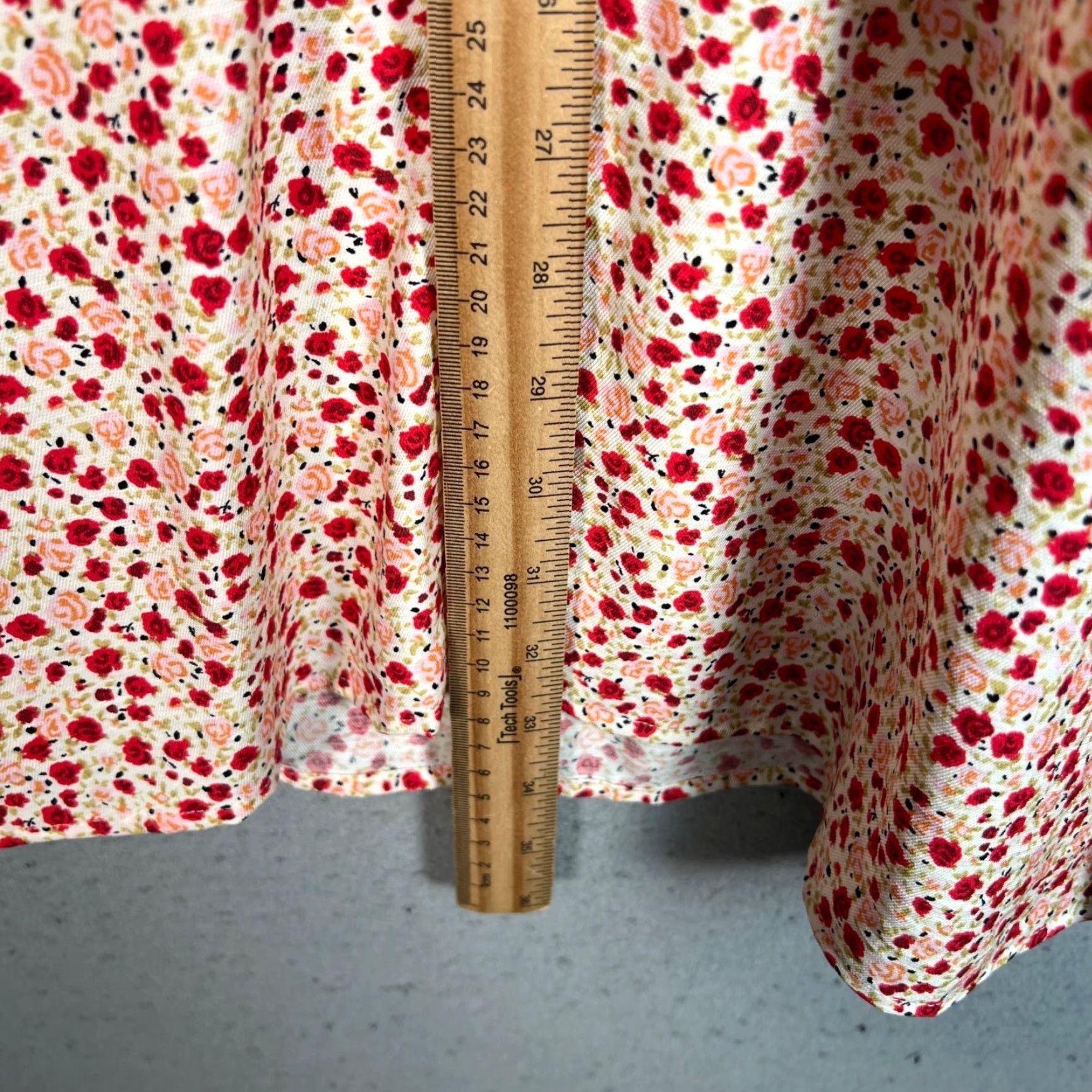 Primark Primark Womens Dress Red Floral V-Neck Short Sleeve A-Line Casual Summer 4 Adult Womens Size 27" / US 4 / IT 40 - 7 Thumbnail
