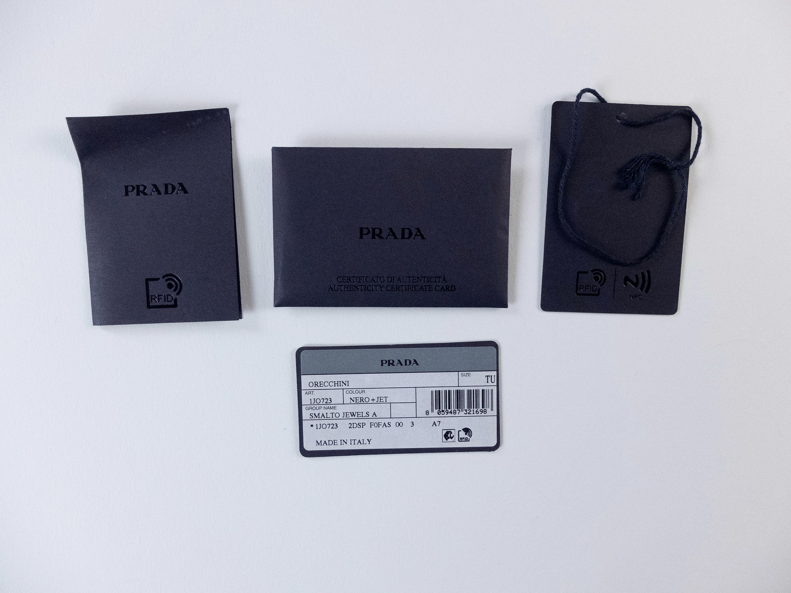 Prada PRADA Symbole Pendant black logo plaque clip on earring Size ONE SIZE - 9 Thumbnail