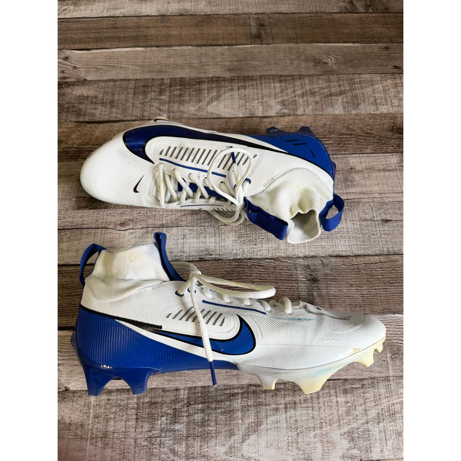 Nike Nike Blue and White Football Cleats Size 12.5 Size US 12.5 / EU 45-46 - 5 Thumbnail