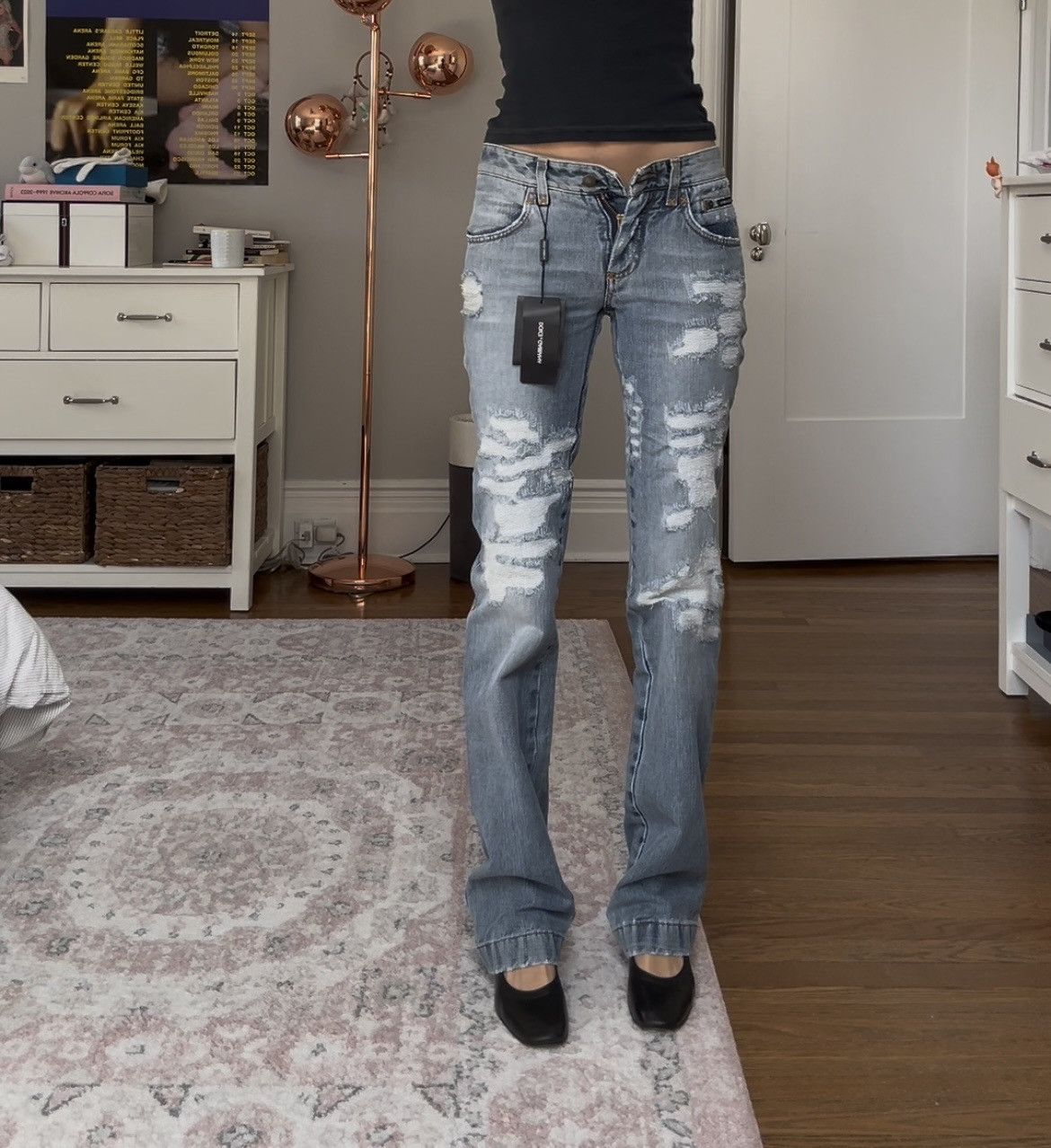 Dolce & Gabbana Dolce & Gabbana 2000s distressed straight leg jeans Size 26" / US 2 / IT 38 - 4 Thumbnail