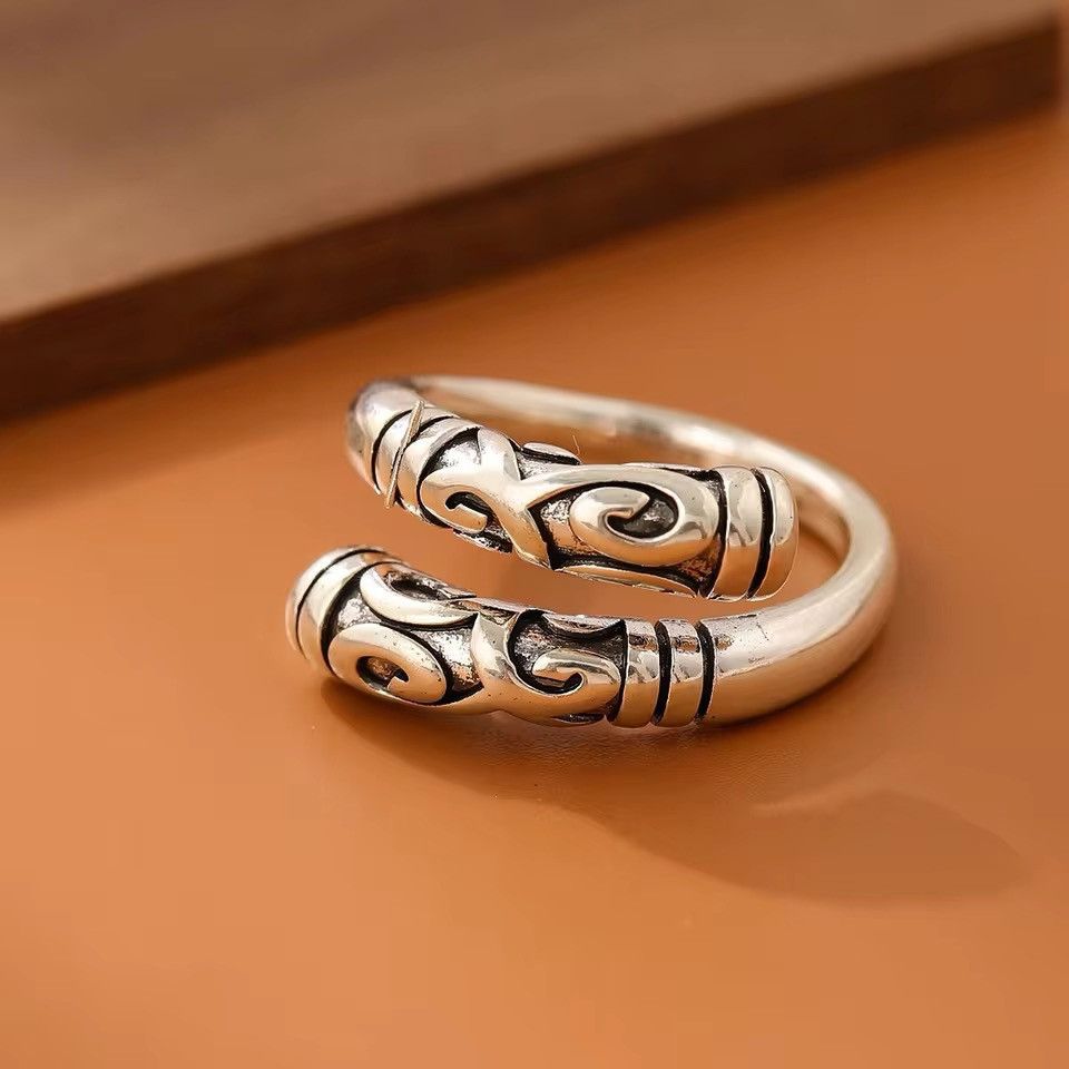 Jewelry × Sterling Silver × Vintage Tight Spell Wukong's Weapon 925 Sterling Silver Ring Size ONE SIZE - 1 Thumbnail