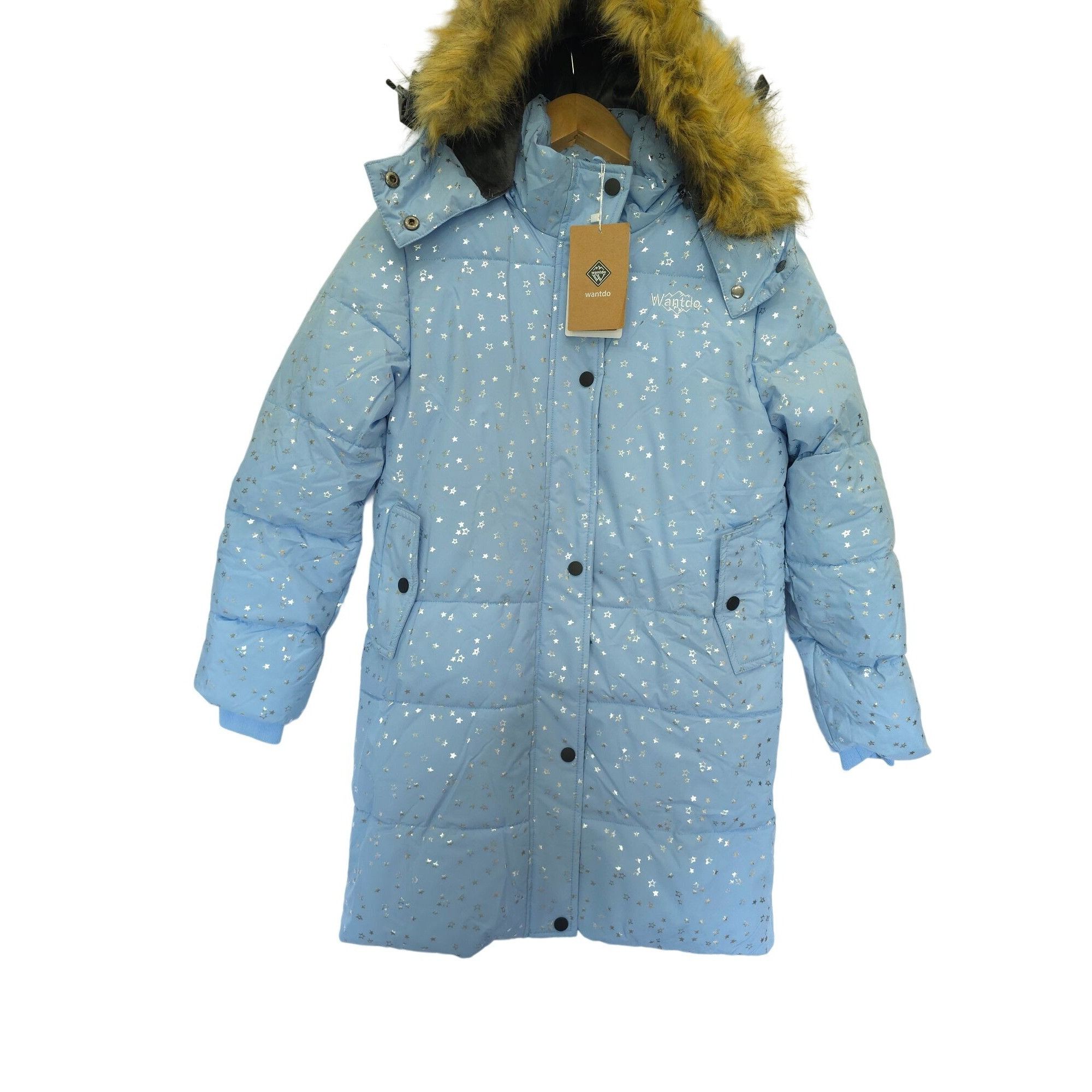 Other Wantdo Girls Winter Coat 10-12 Blue Star Print Faux Fur Hood Size L / US 10 / IT 46 - 1 Thumbnail