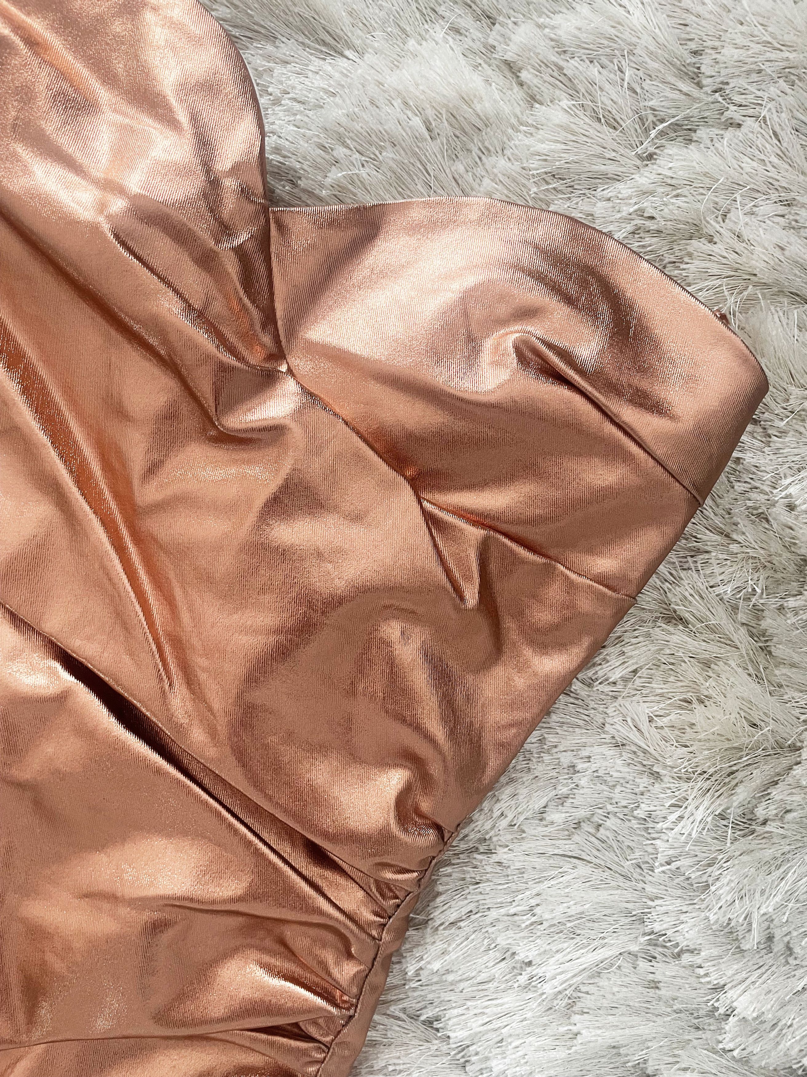Zara ZARA Strapless Metallic Mini Dress RoseGold Sweetheart S / 4 Size S / US 4 / IT 40 - 6 Thumbnail