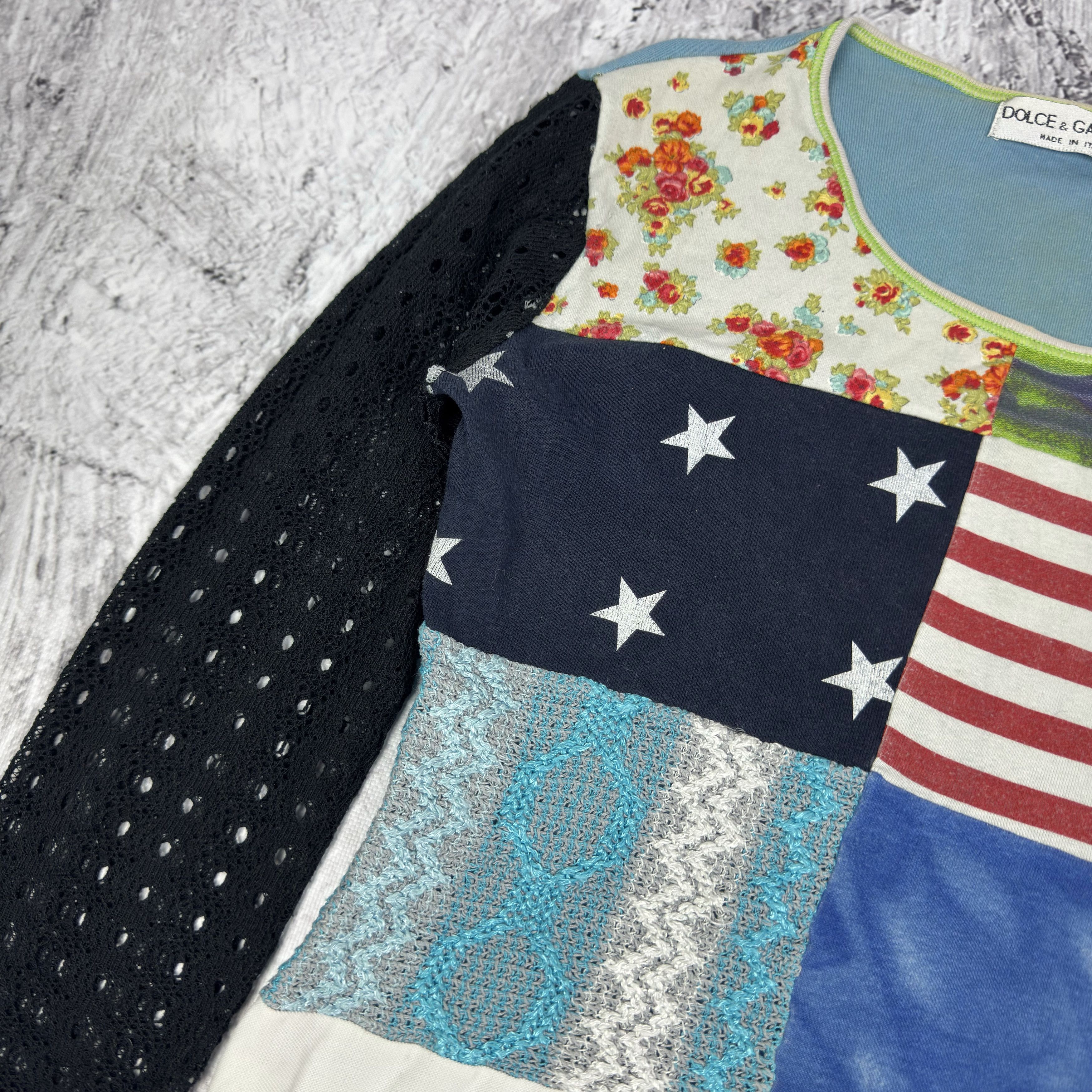 Dolce & Gabbana Dolce & Gabbana 1992 USA Flag Patchwork Longsleeve Size S / US 4 / IT 40 - 5 Thumbnail