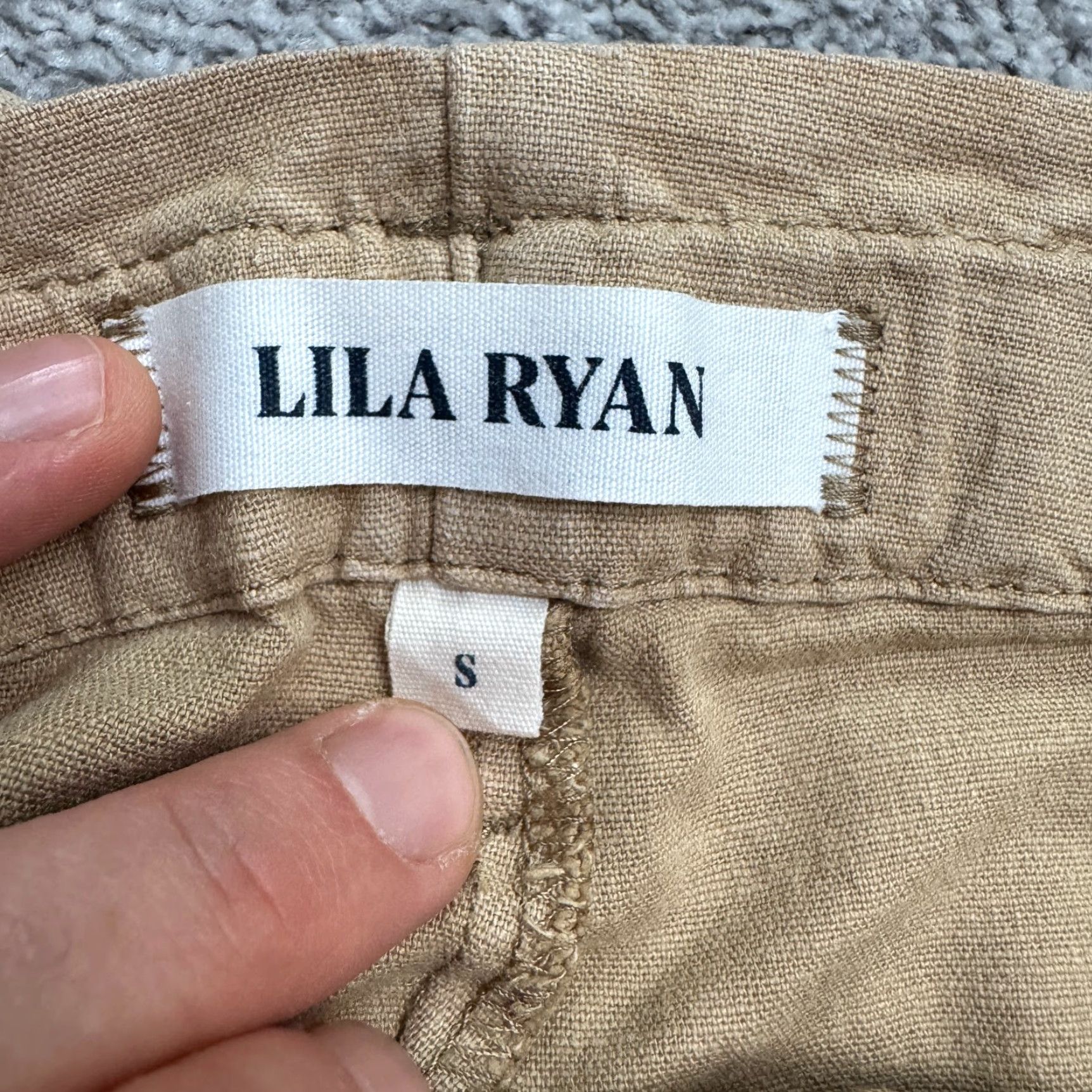 Vintage Lila Ryan Lenora Khaki Linen Blend Blended Cropped Pants Women Small Tan Trouser Size 28" / US 6 / IT 42 - 4 Thumbnail